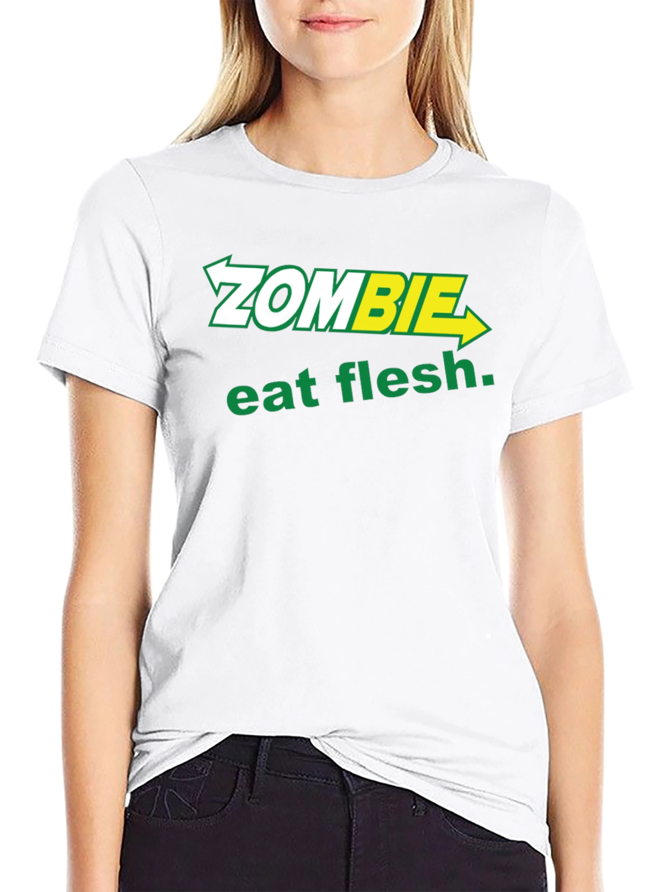 Black Zombie Eat Flesh T-Shirt - Funny Graphic Tee view 9