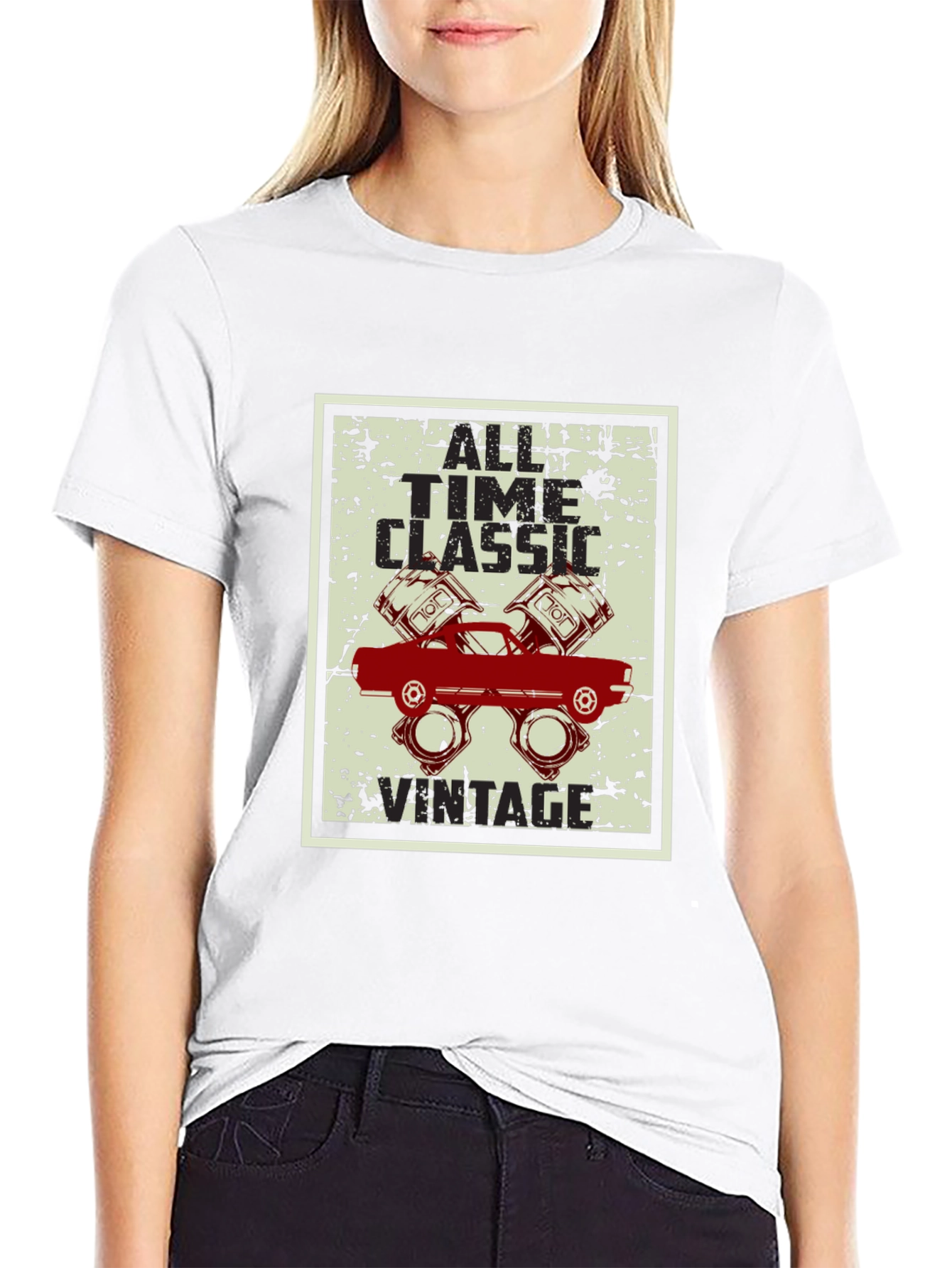 Black All Time Classic Vintage Car Graphic T-Shirt view 9