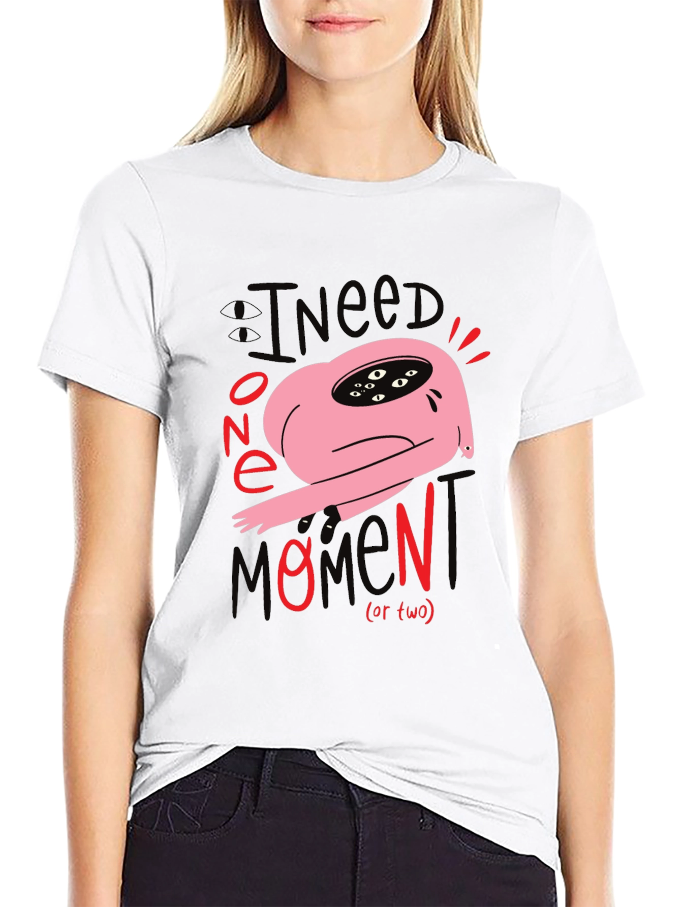Black I Need One Momen(t) T-Shirt: Unique Graphic Tee view 9
