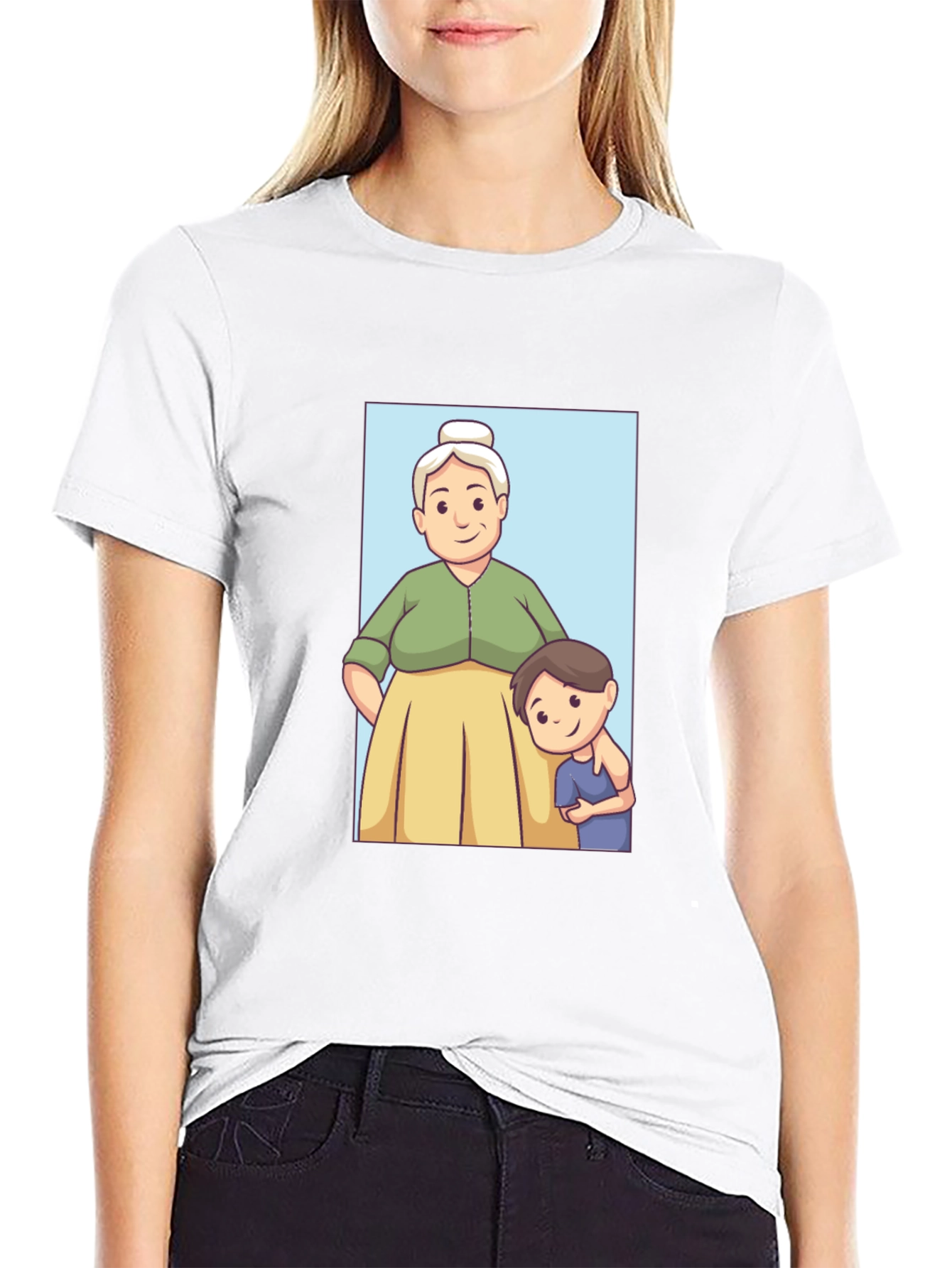Black Cartoon Grandma and Grandson T-Shirt view 9