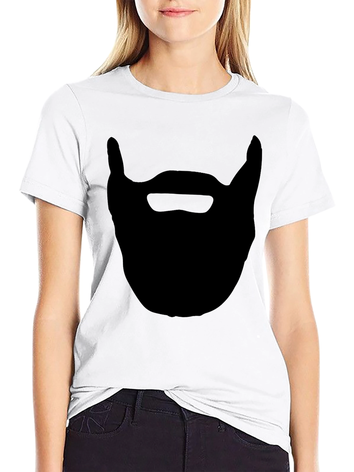 Black Beard Silhouette T-Shirt - Black Cotton Tee view 9