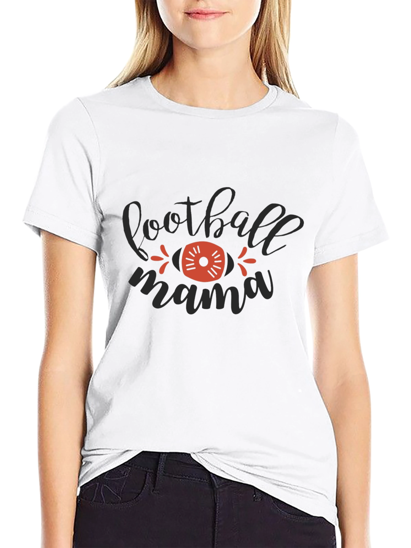 Black Football Mama Graphic T-Shirt view 9