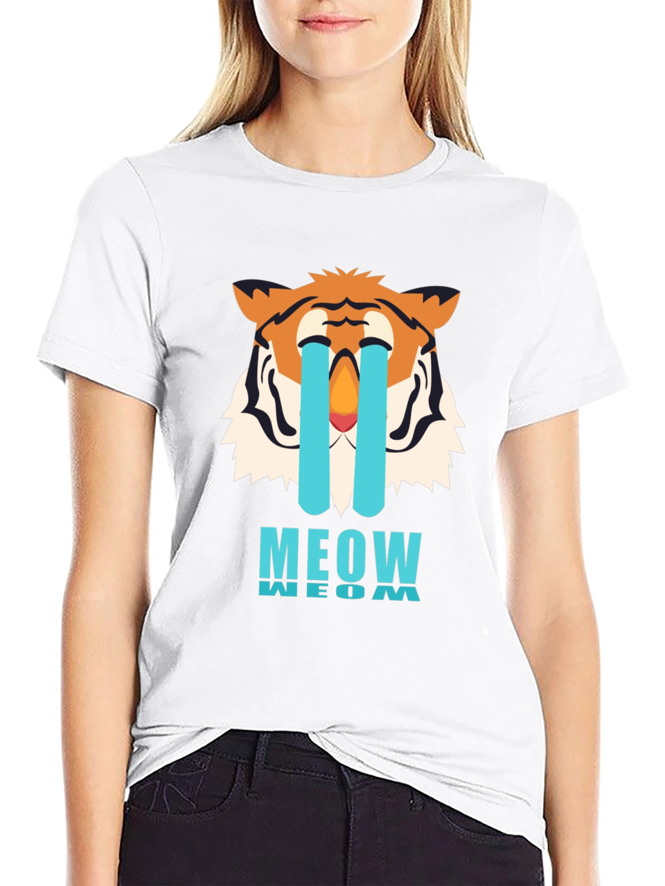 Black Meow Crying Tiger Black Graphic Tee view 9