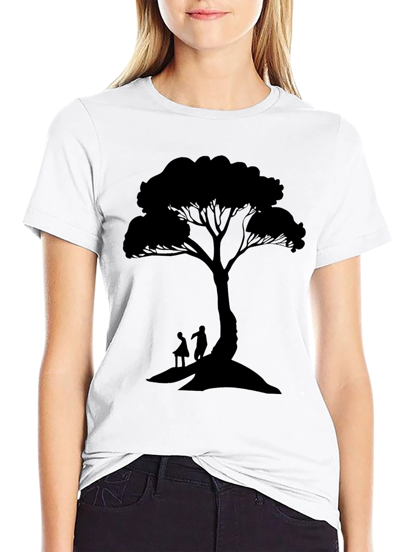 Black Silhouette Tree Graphic Tee - Nature Inspired Design view 9