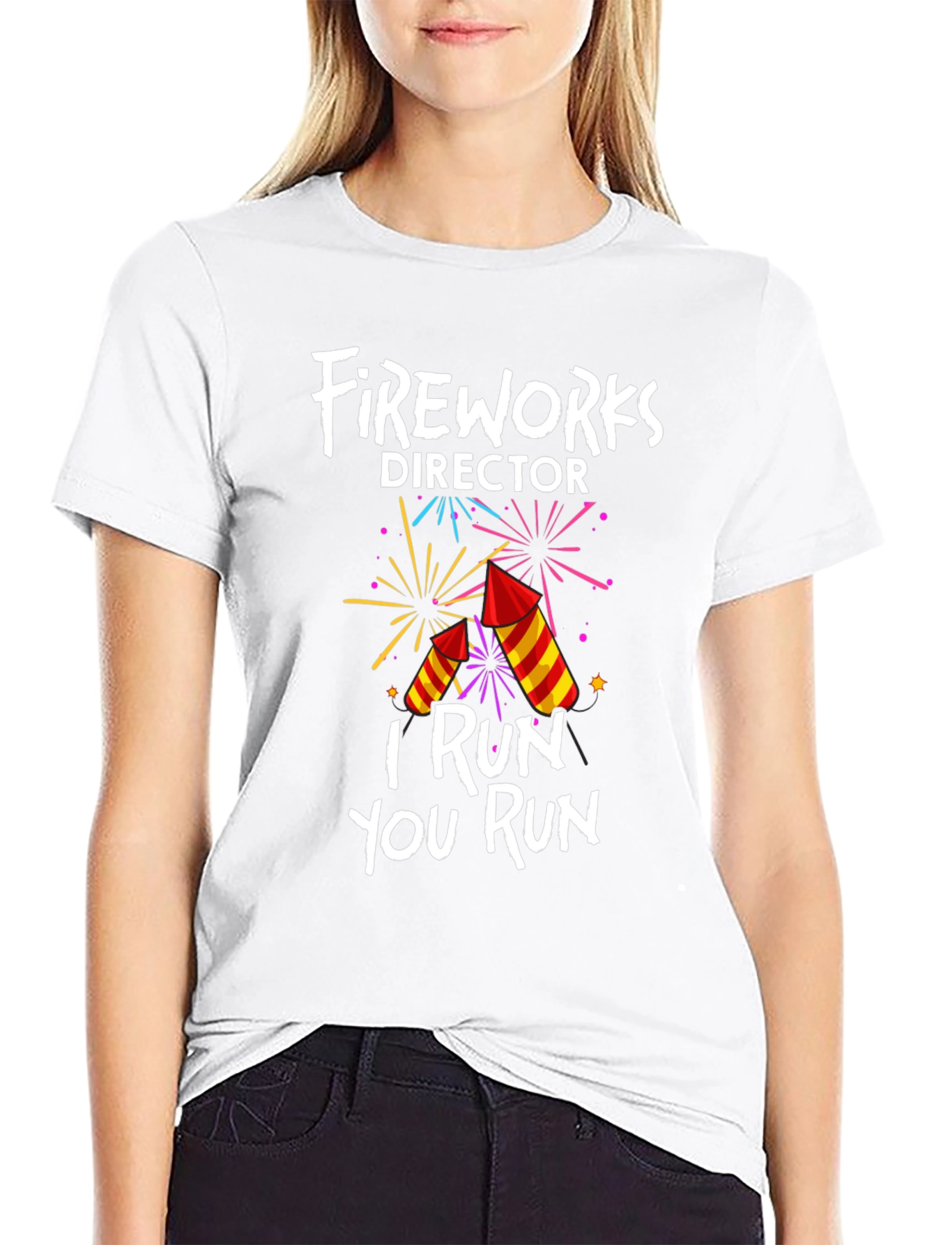 Black Fireworks Director T-Shirt: I Run You Run view 9