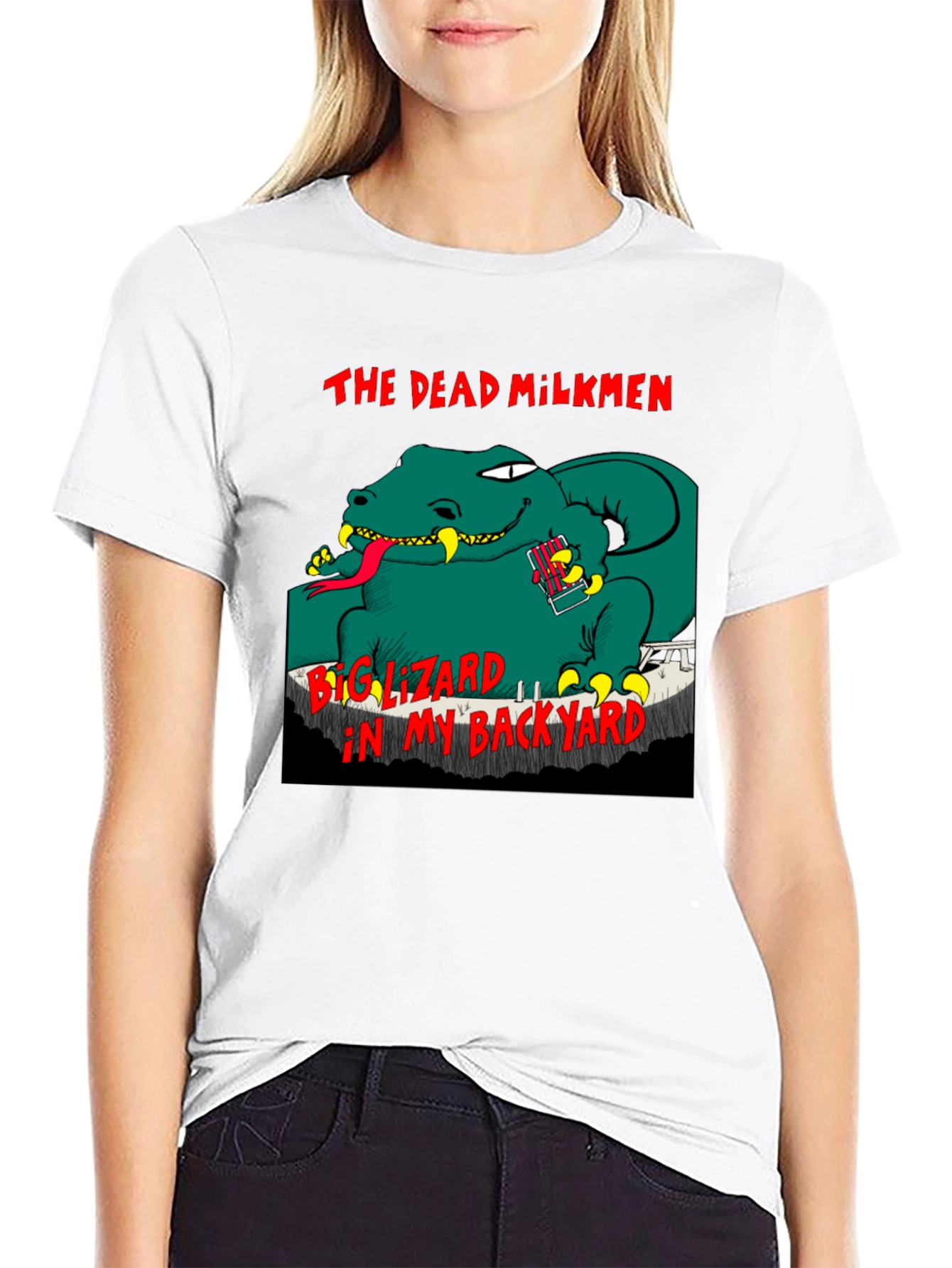 Black The Dead Milkmen Big Lizard T-Shirt view 9