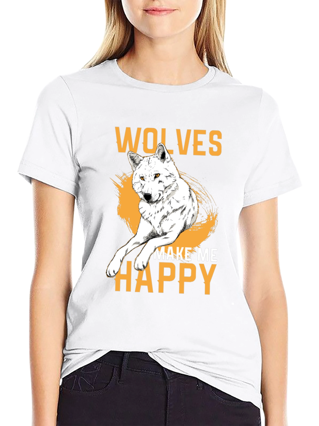 Black Wolves Make Me Happy Graphic Tee view 9