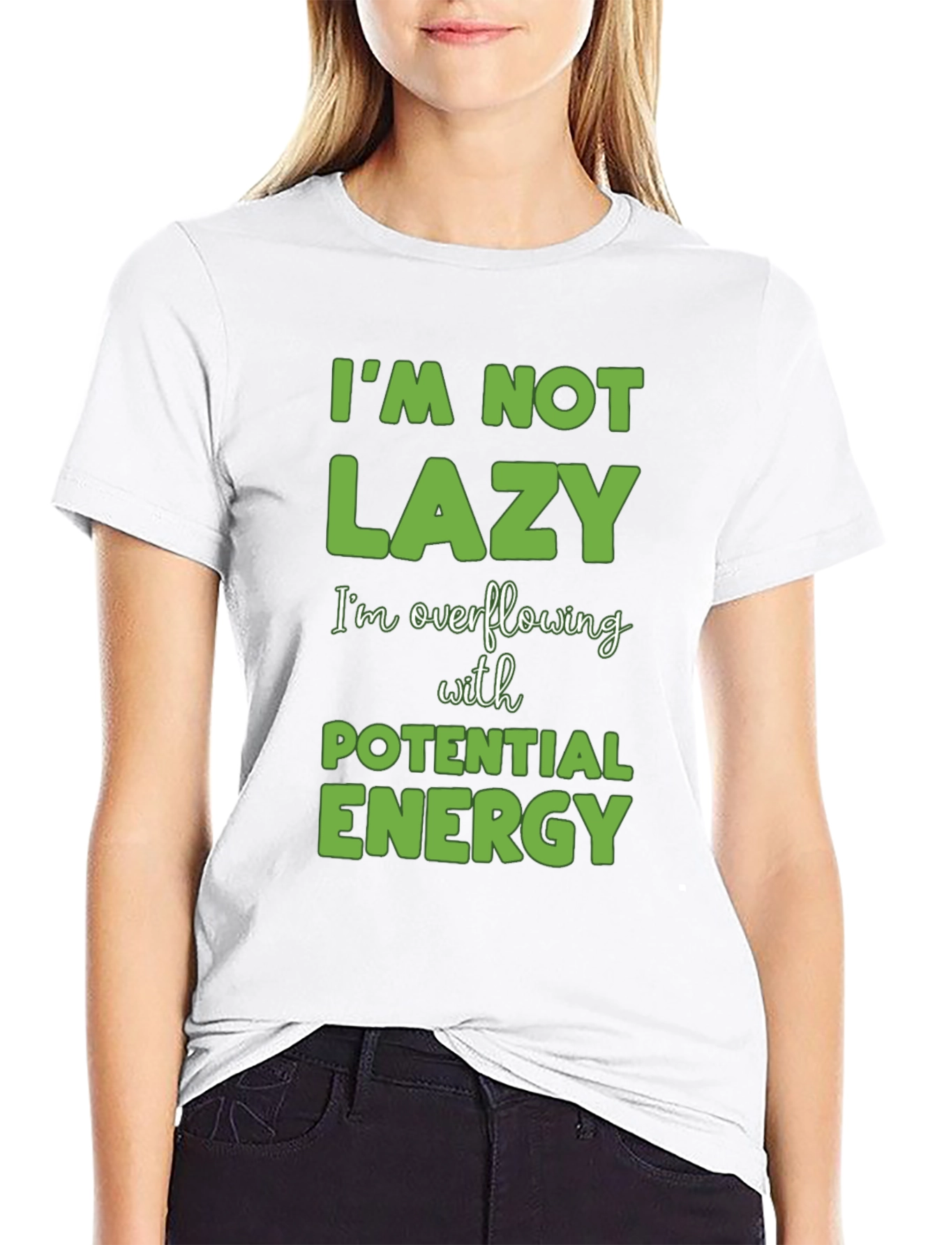 Black Funny "I'm Not Lazy" Black T-Shirt view 9