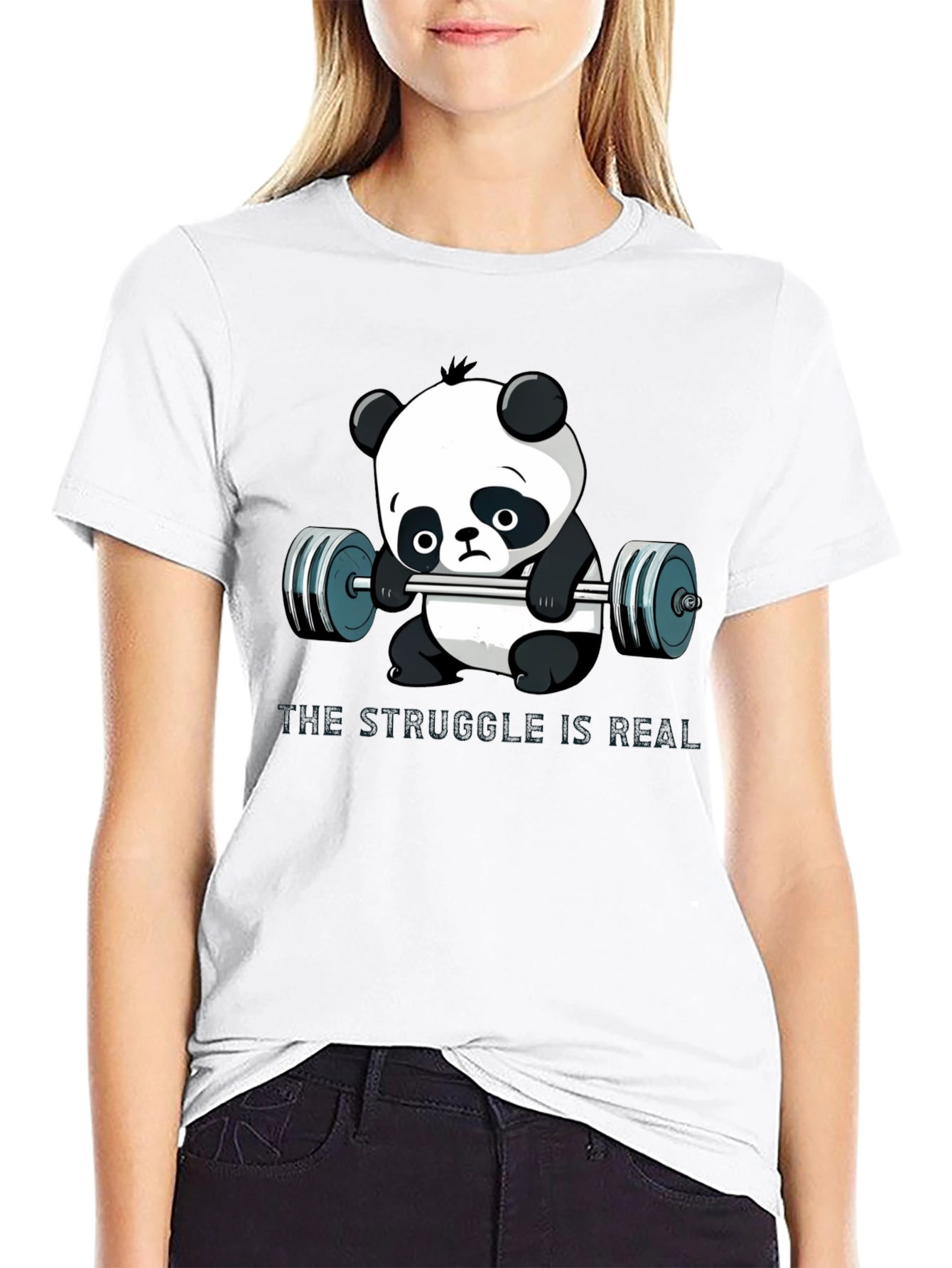 Black Funny Panda Gym T-Shirt for Men view 9