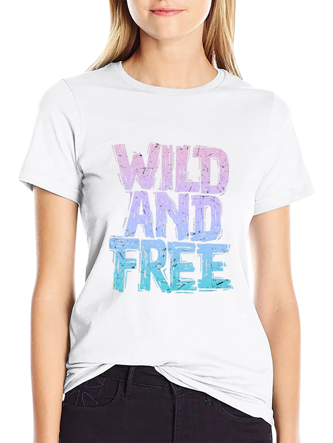 Black Wild And Free Graphic Print Black T-Shirt view 9