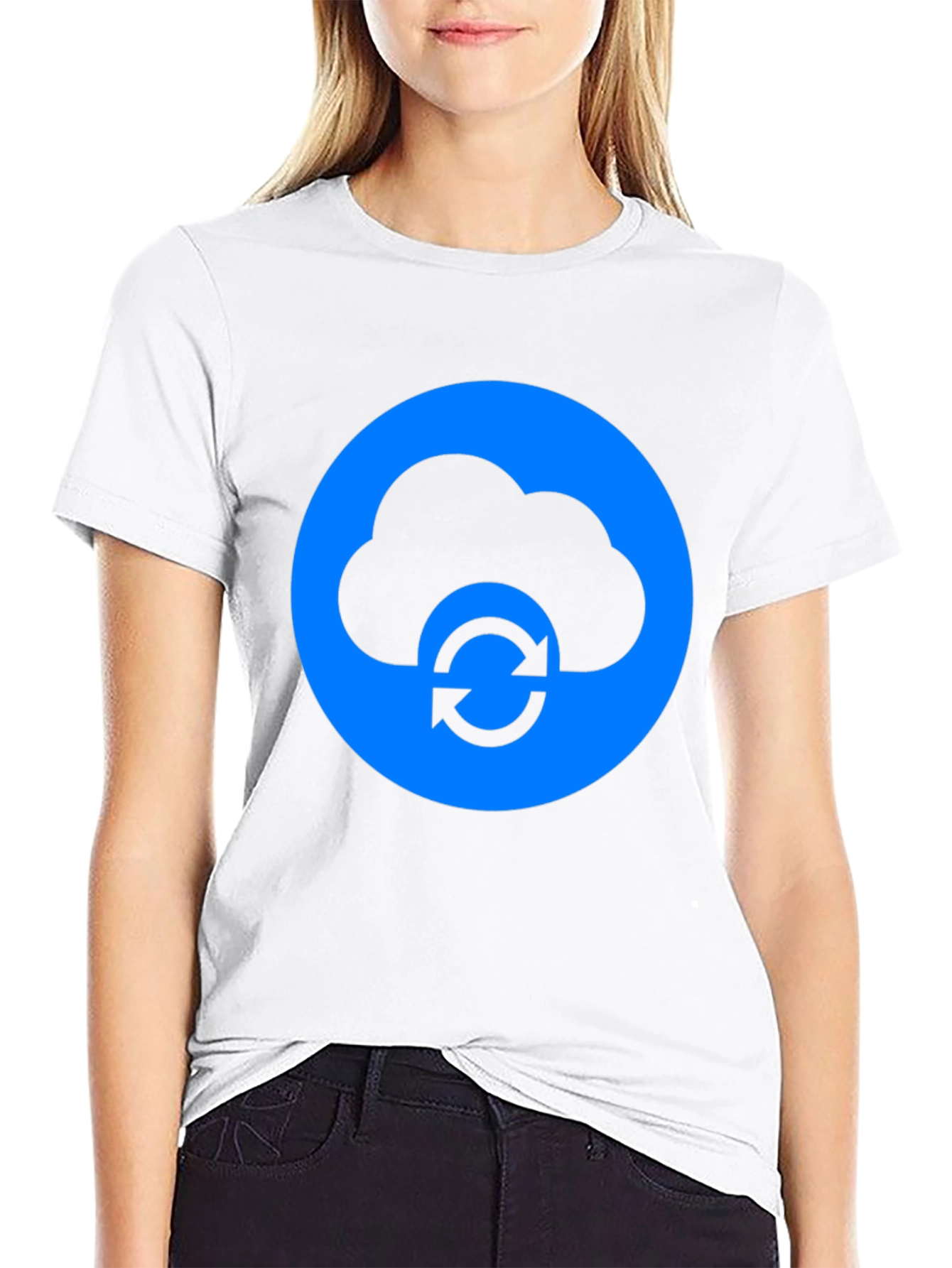 Black Cloud Sync Black T-Shirt - Modern Tech Design view 9