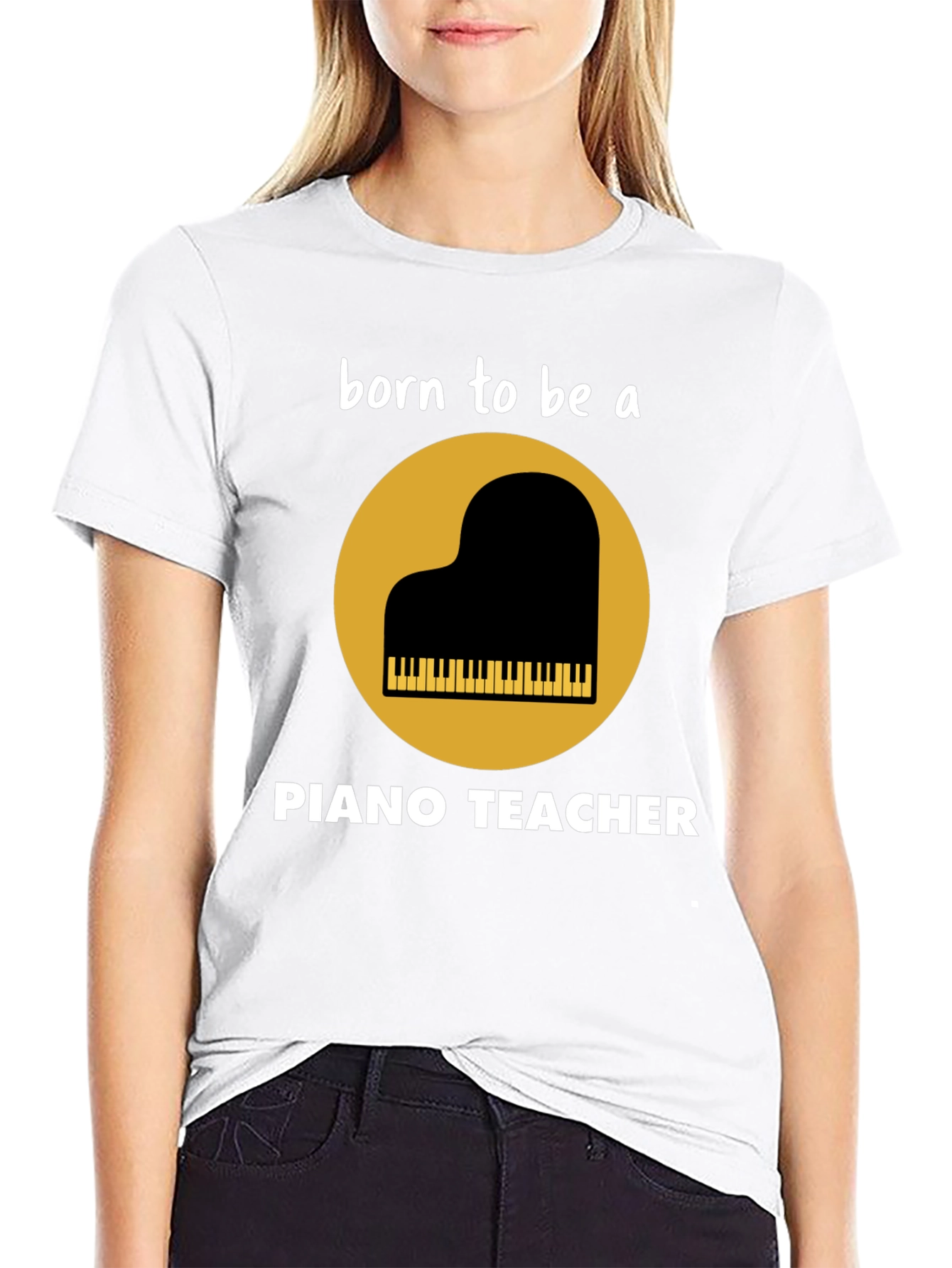 Black Born to be a Piano Teacher T-Shirt view 9