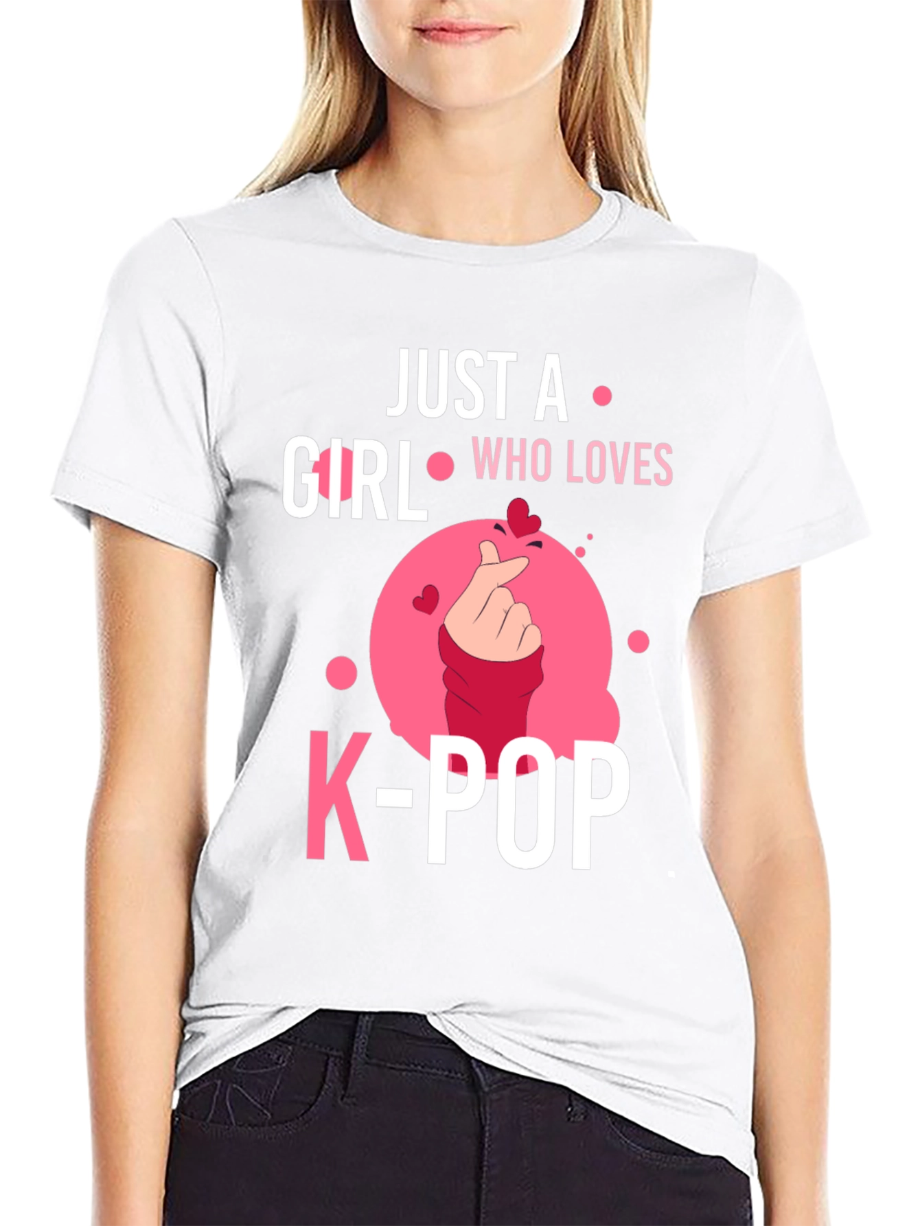 Black Just A Girl Who Loves K-POP Black T-Shirt view 9