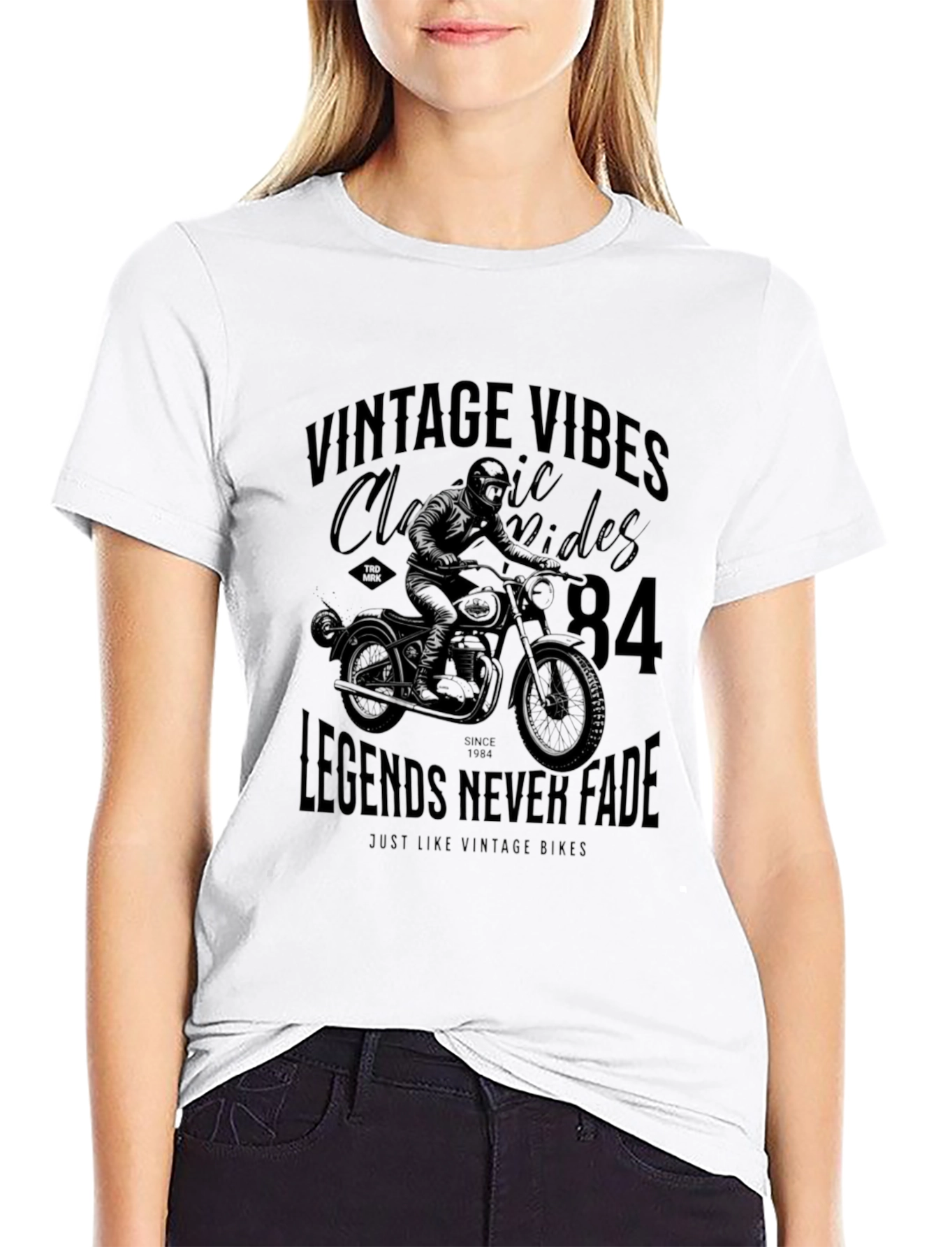 Black Vintage Vibes Motorcycle Graphic Tee - Classic Riders view 9