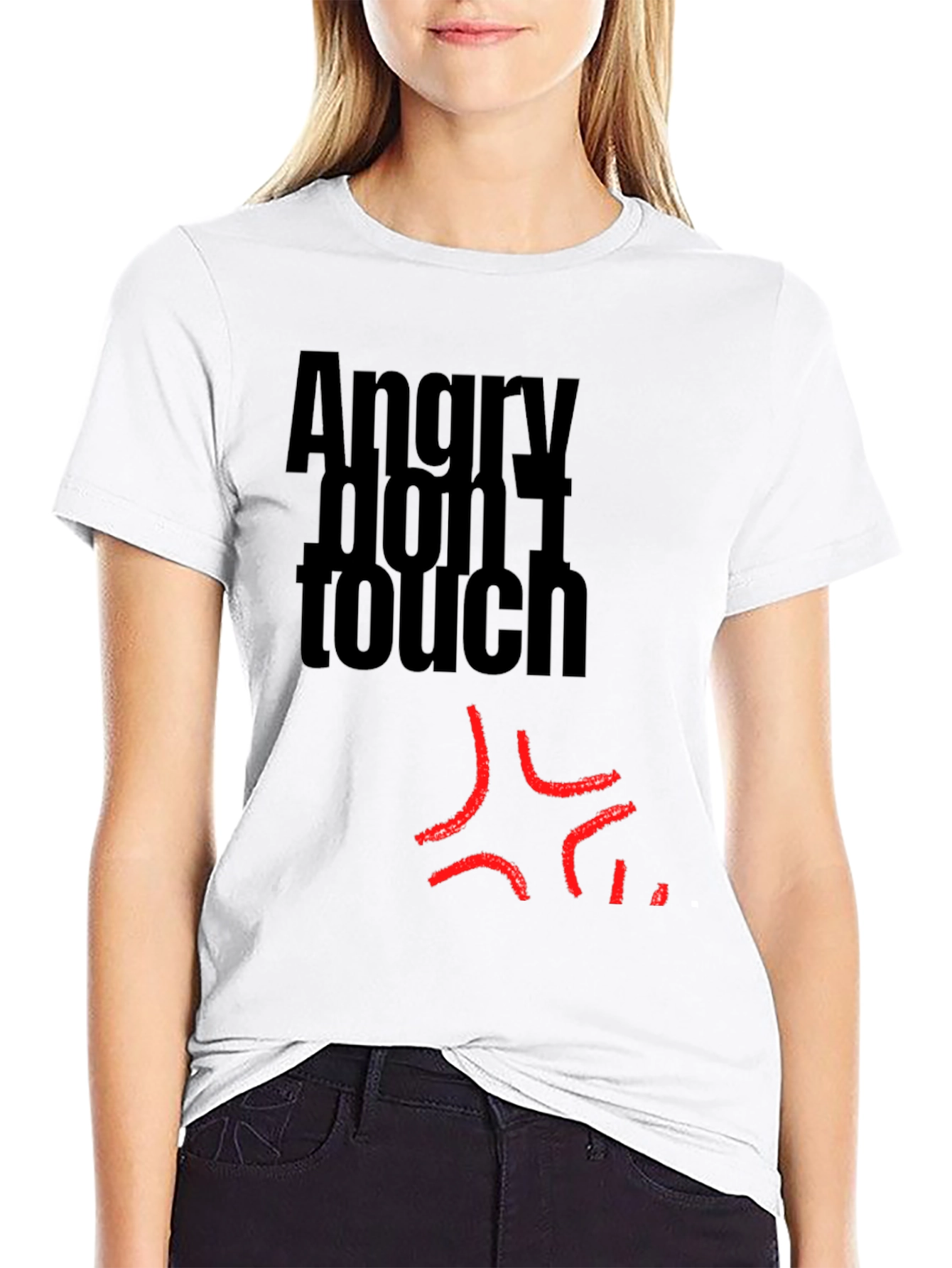 Black Angry Don't Touch Graphic T-Shirt - Black view 9