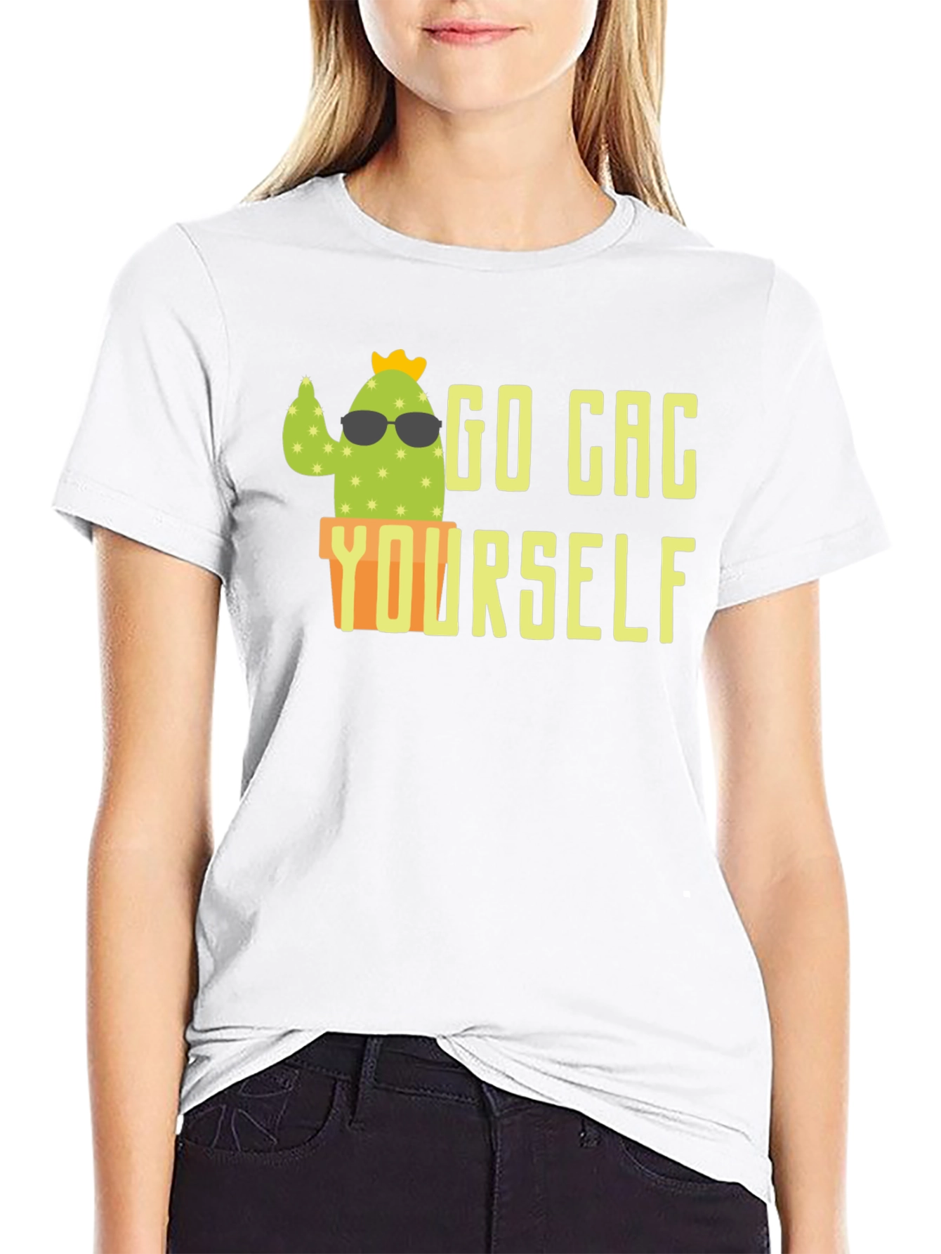 Black Go Cac Yourself Funny Cactus T-Shirt view 9