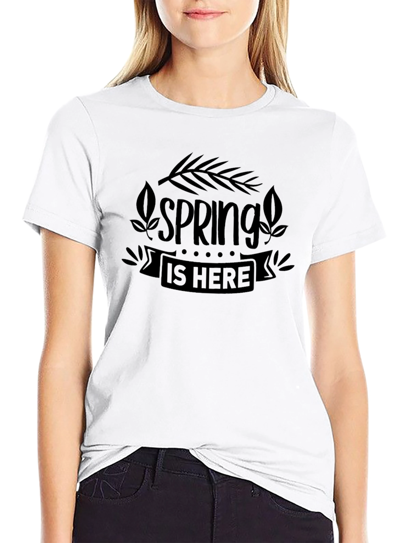 Black Spring Is Here Graphic Tee - Black view 9