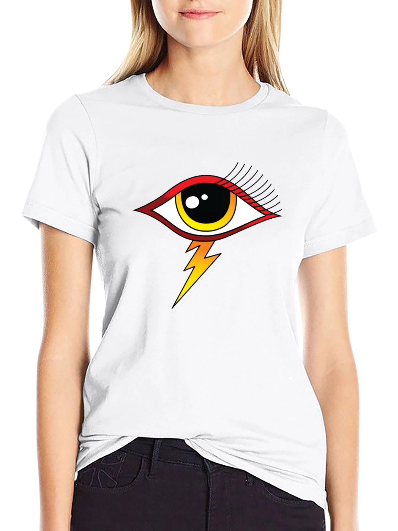 Black Eye Lightning Bolt Graphic T-Shirt - Black view 9