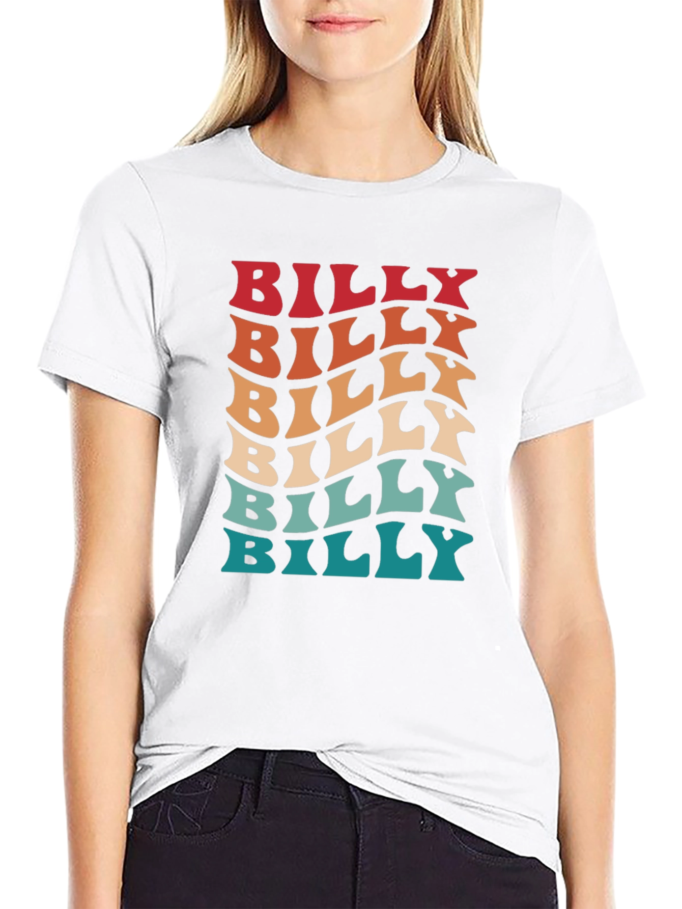 Black Retro Billy Tee - Cool Wavy Text Design view 9