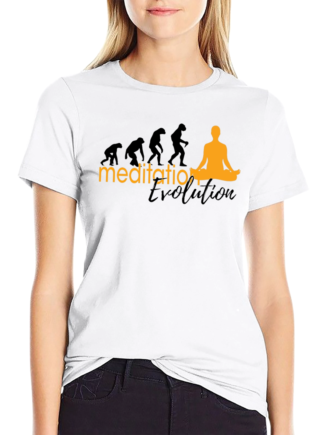 Black Meditation Evolution Black T-Shirt, Relaxed Fit view 9
