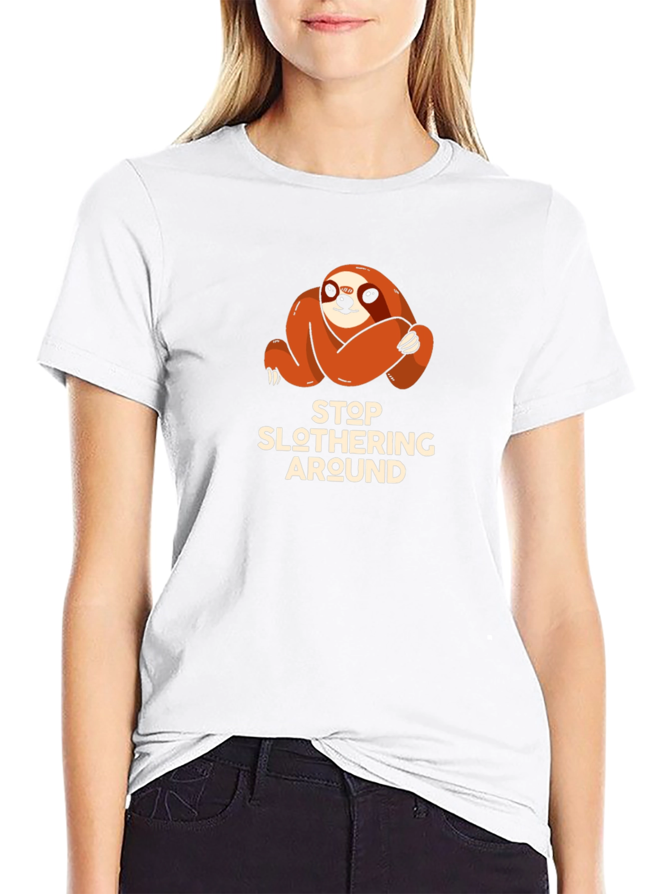Black Stop Slothering Around Sloth T-Shirt view 9