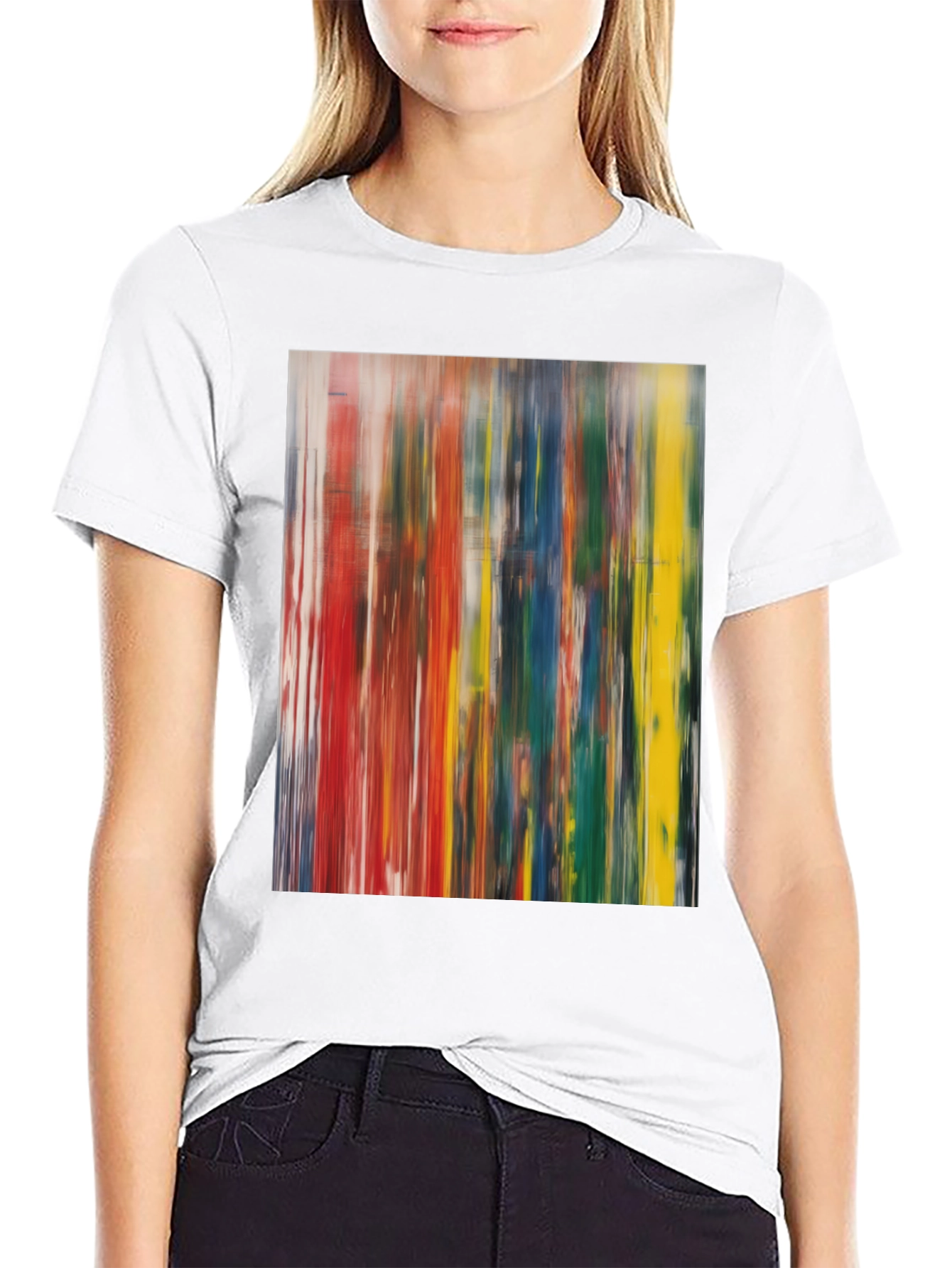 Black Abstract Art Print Black Cotton Tee view 9