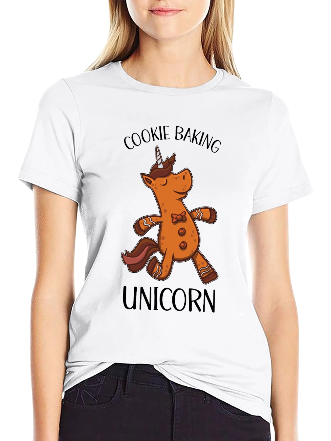 Black Cookie Baking Unicorn Graphic T-Shirt - Black view 9