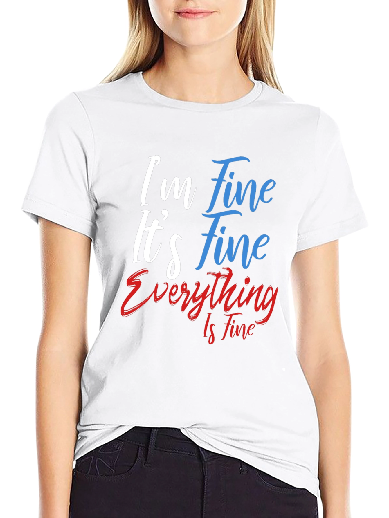 Black I'm Fine T-Shirt - Funny Graphic Tee view 9