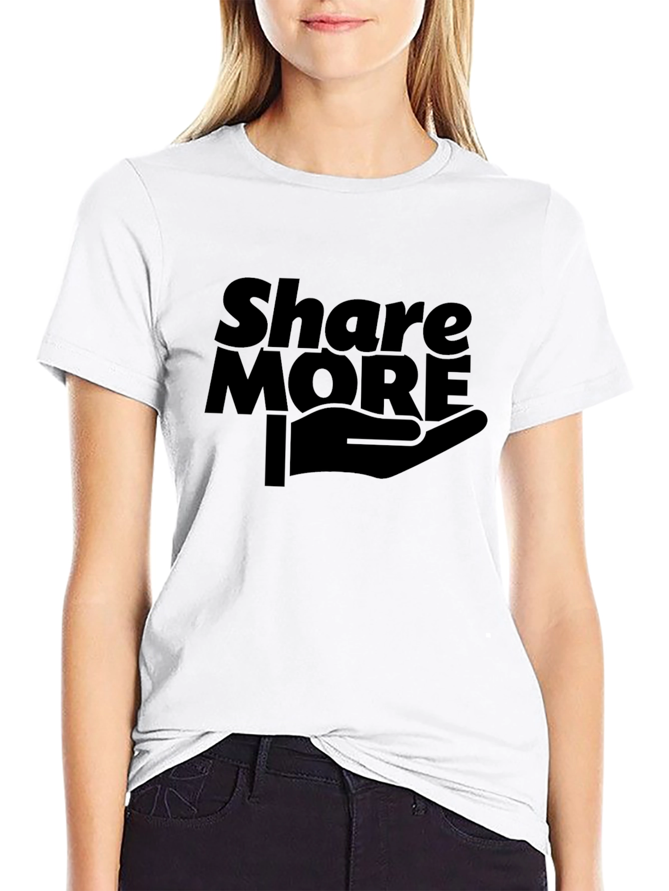 Black Share More Graphic Tee - Black Cotton T-Shirt view 9