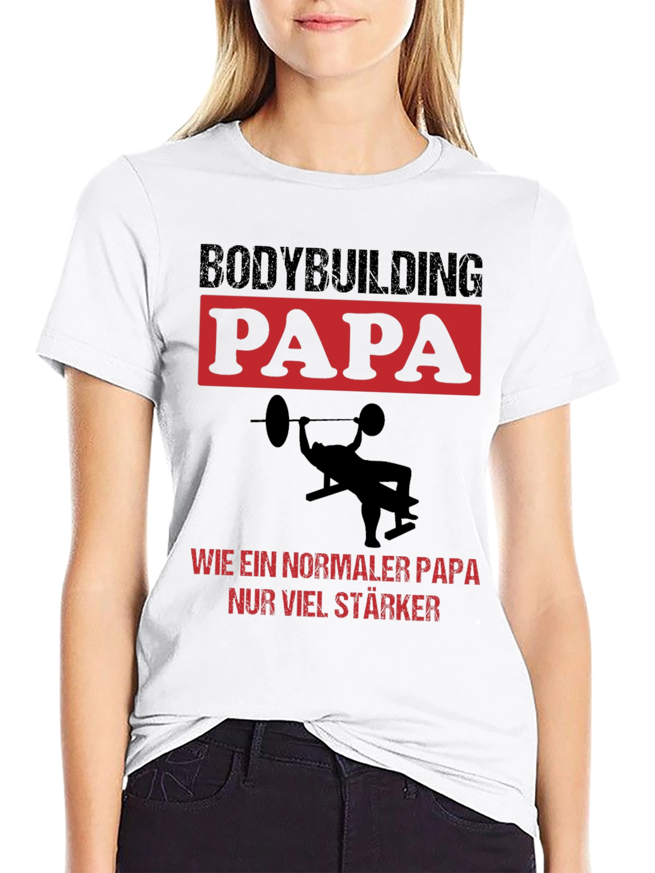 Black Bodybuilding Papa T-Shirt - Strong Dad Edition view 9