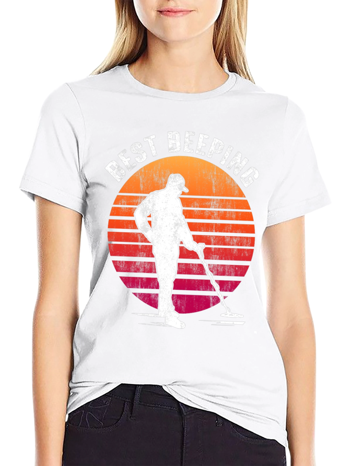 Black Best Beeping Retro Sunset Graphic T-Shirt view 9