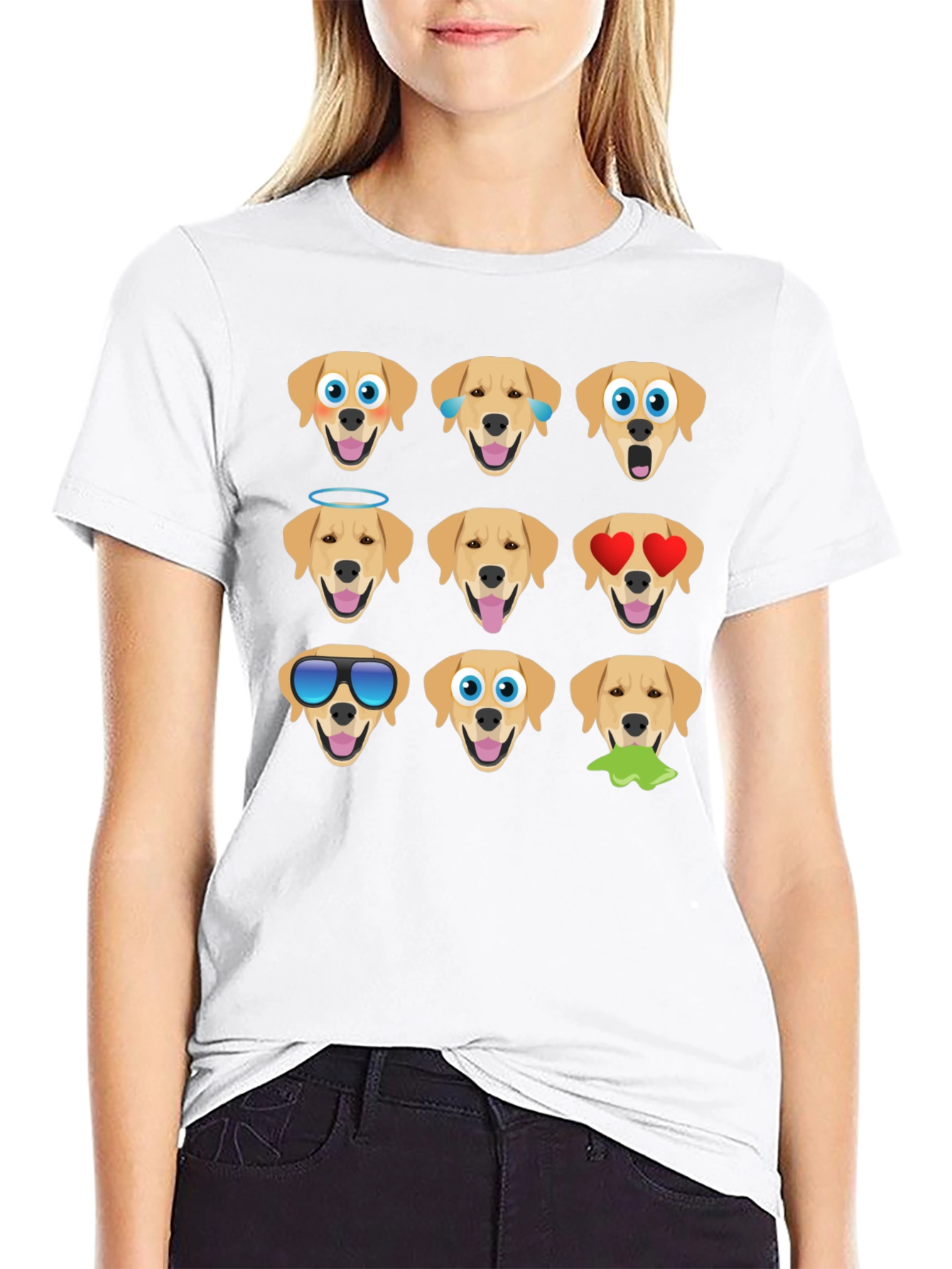 Black Emoji Dog Graphic Tee - Black Cotton Blend view 9