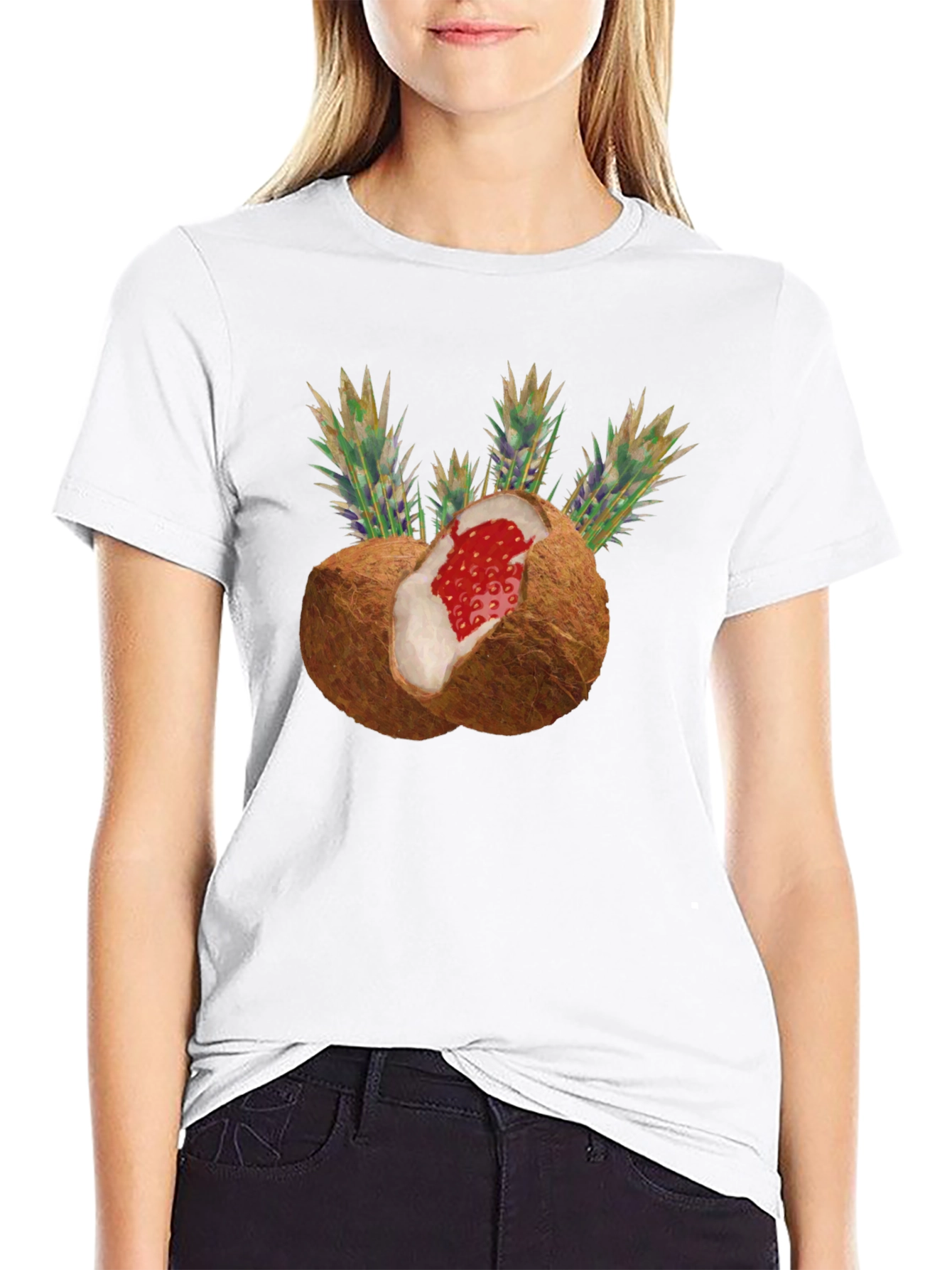Black Coconut Strawberry Novelty Graphic Tee view 9