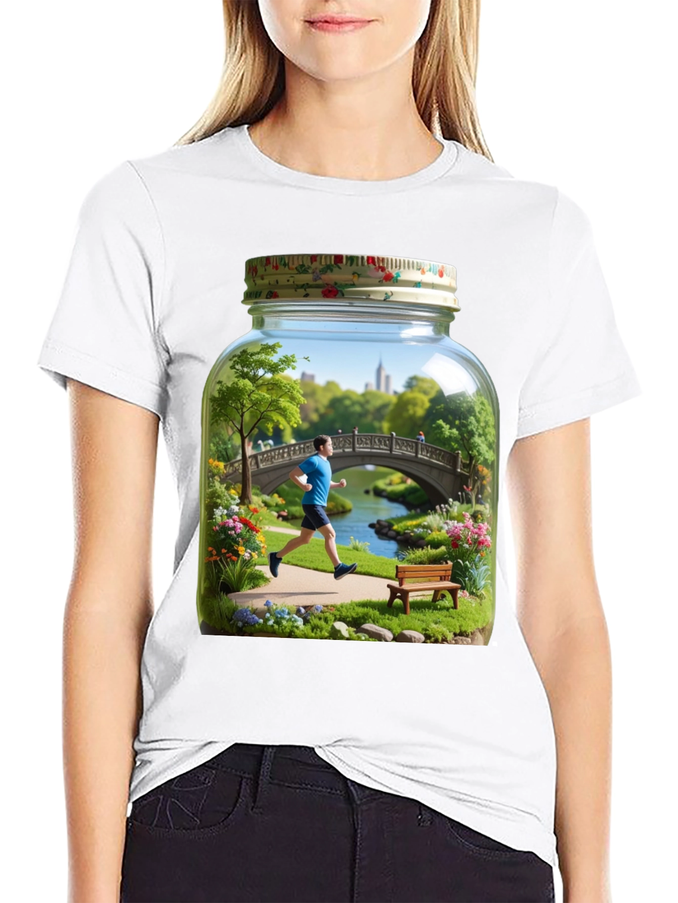 Black Central Park Scene in a Jar Graphic Tee view 9