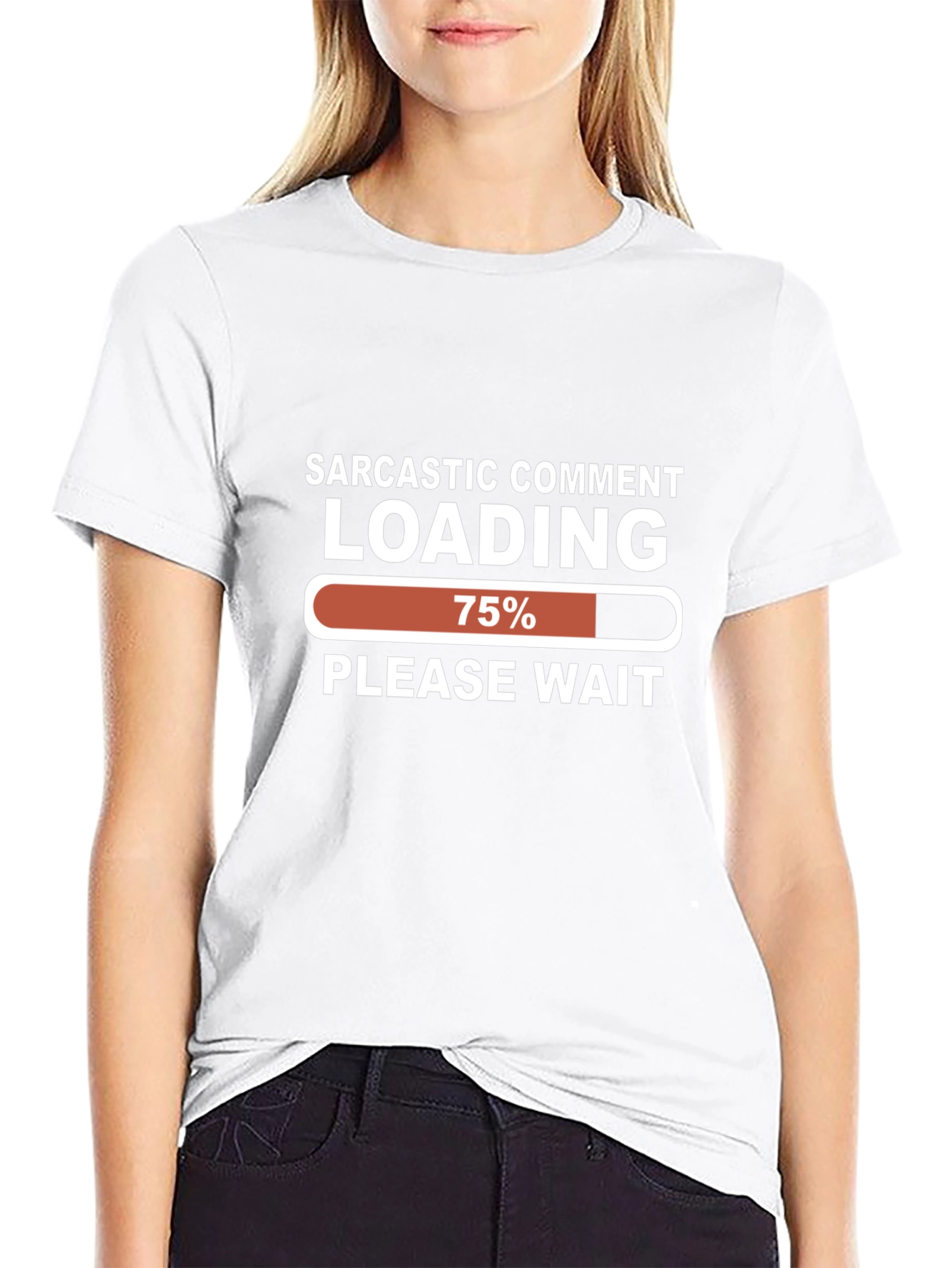 Black Sarcastic Comment Loading T-Shirt - Funny Graphic Tee view 9