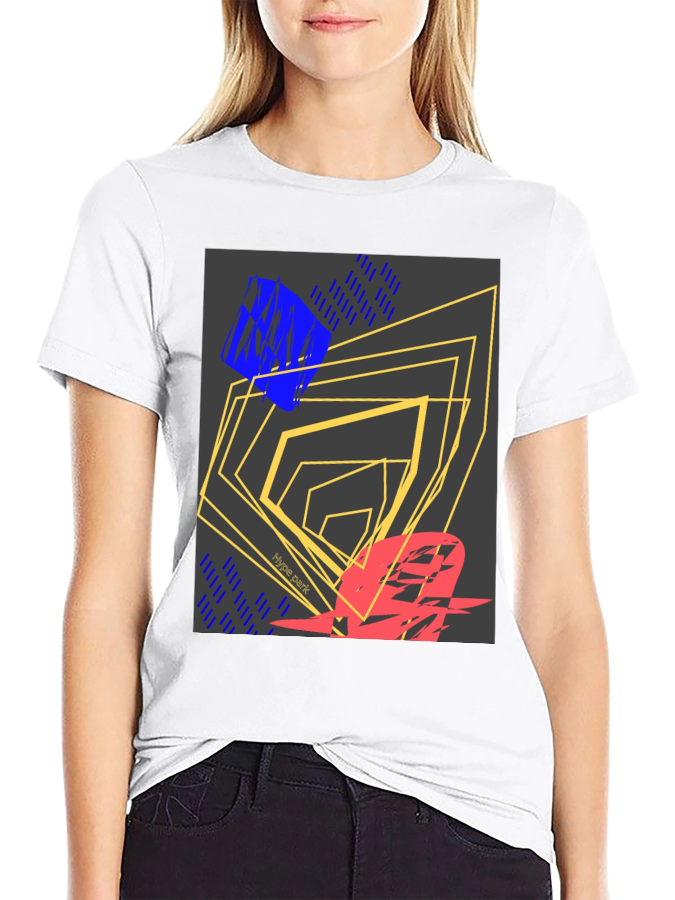 Black Abstract Graphic Print Black T-Shirt view 9