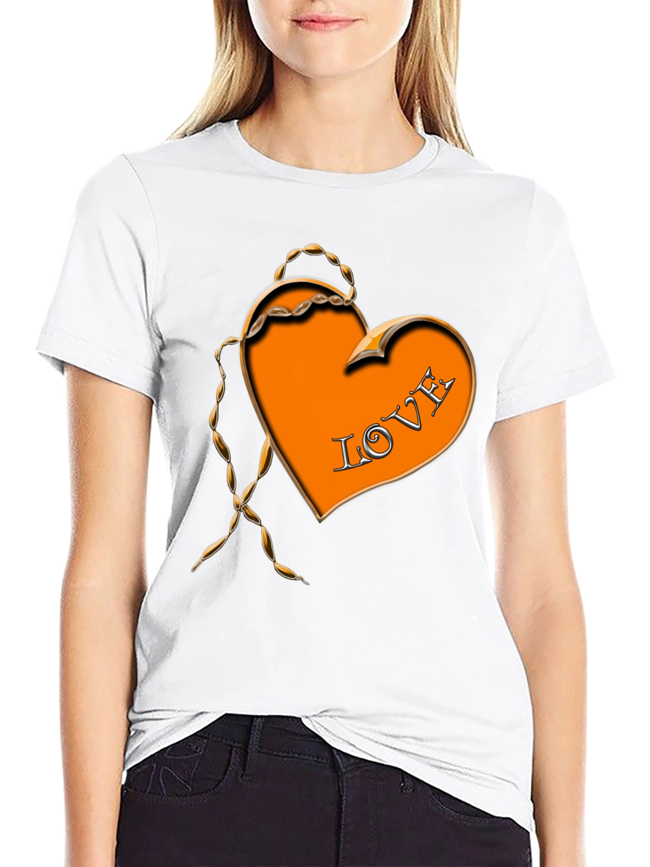 Black Love Heart Graphic Black T-Shirt view 9