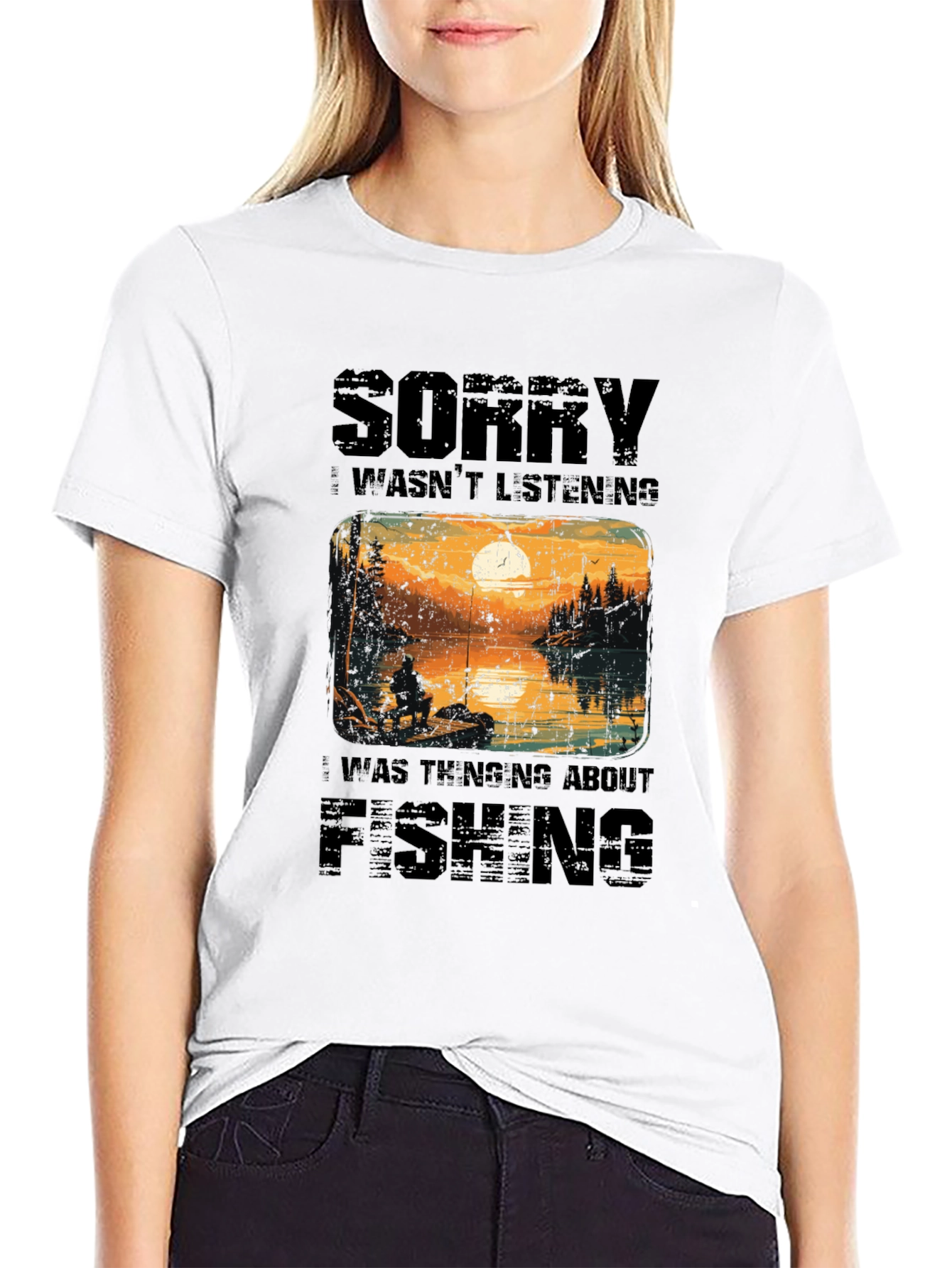 Black Fishing Graphic Tee: Sorry Wasn't Listening view 9