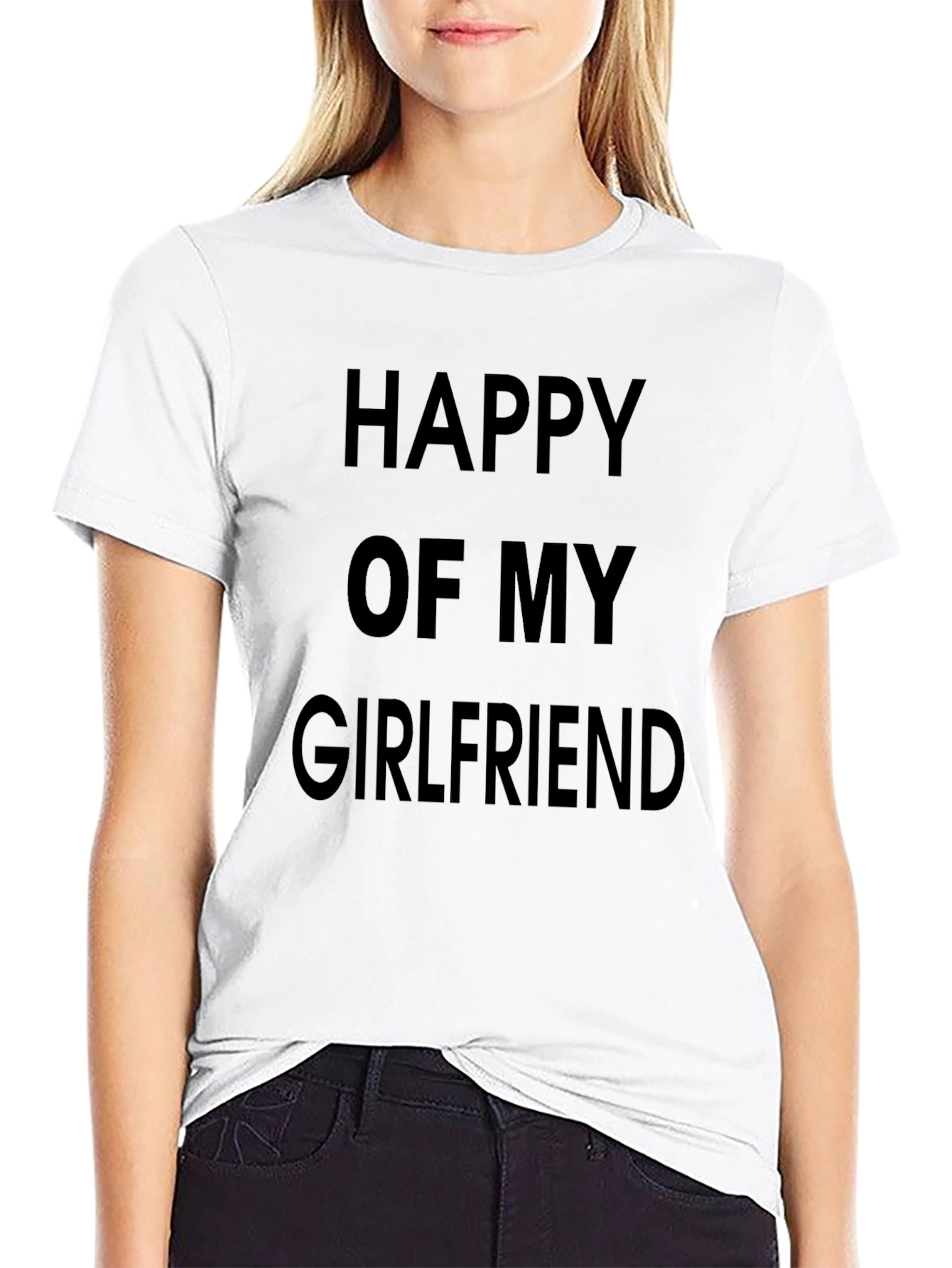 Black Happy of My Girlfriend Black Graphic Tee view 9