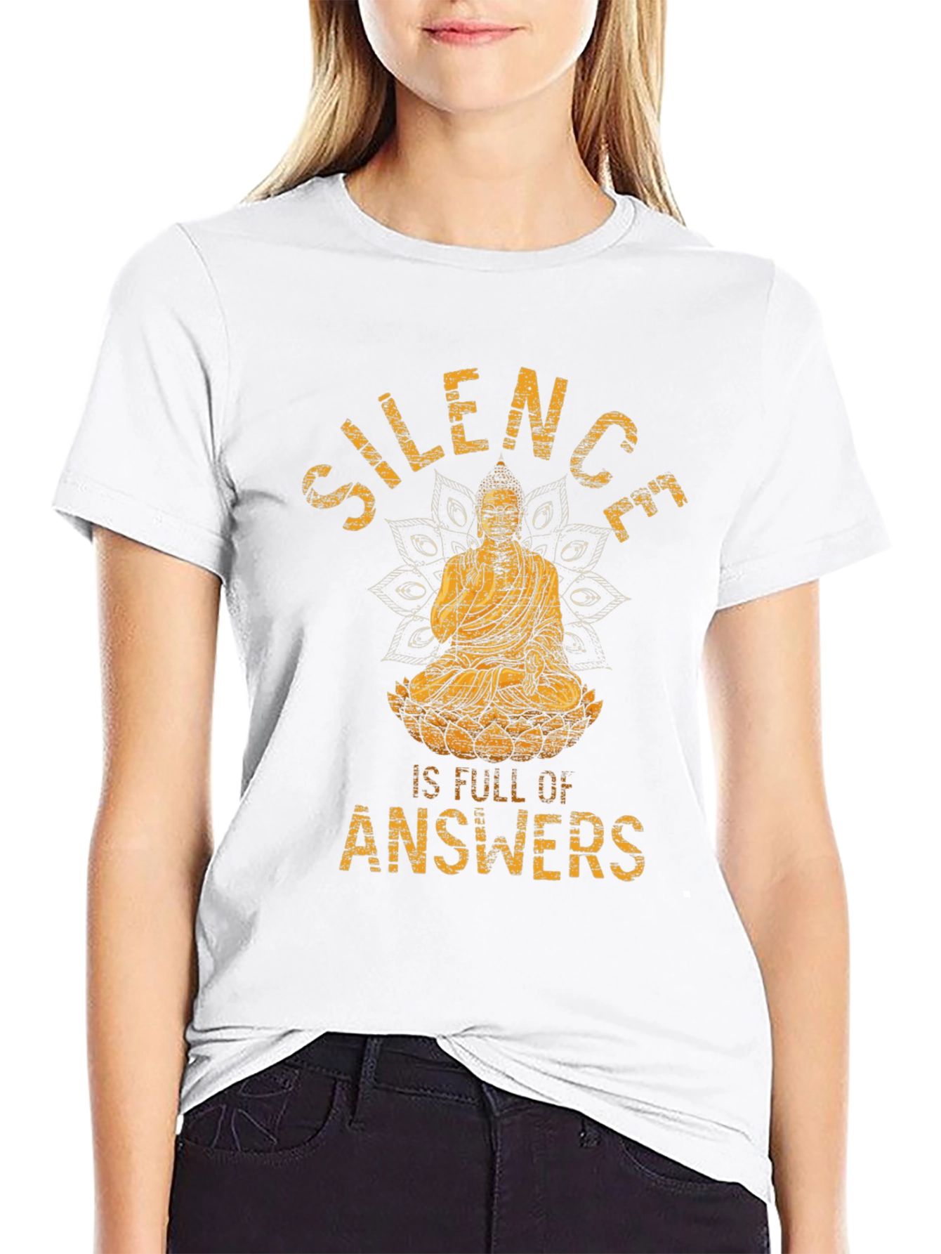 Black Silence is Full of Answers Buddha Graphic T-Shirt view 9