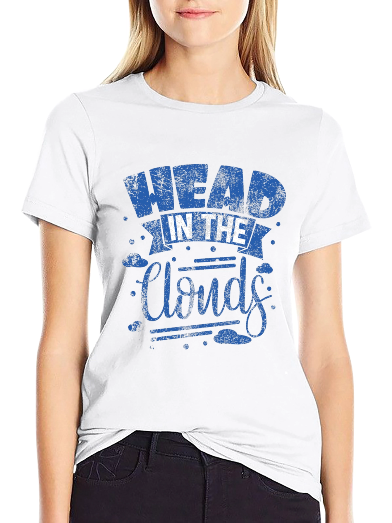 Black Head in the Clouds Graphic Print Black T-Shirt view 9