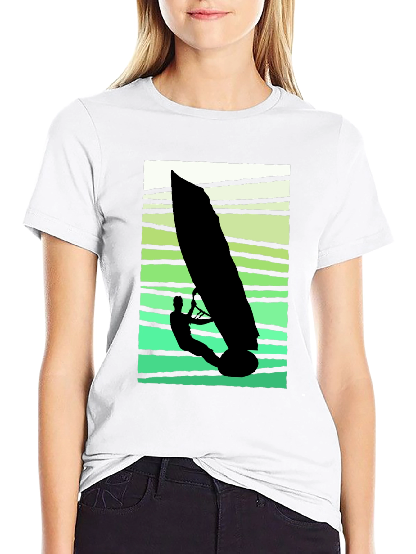 Black Windsurfer Graphic Tee - Cool Summer Vibes view 9