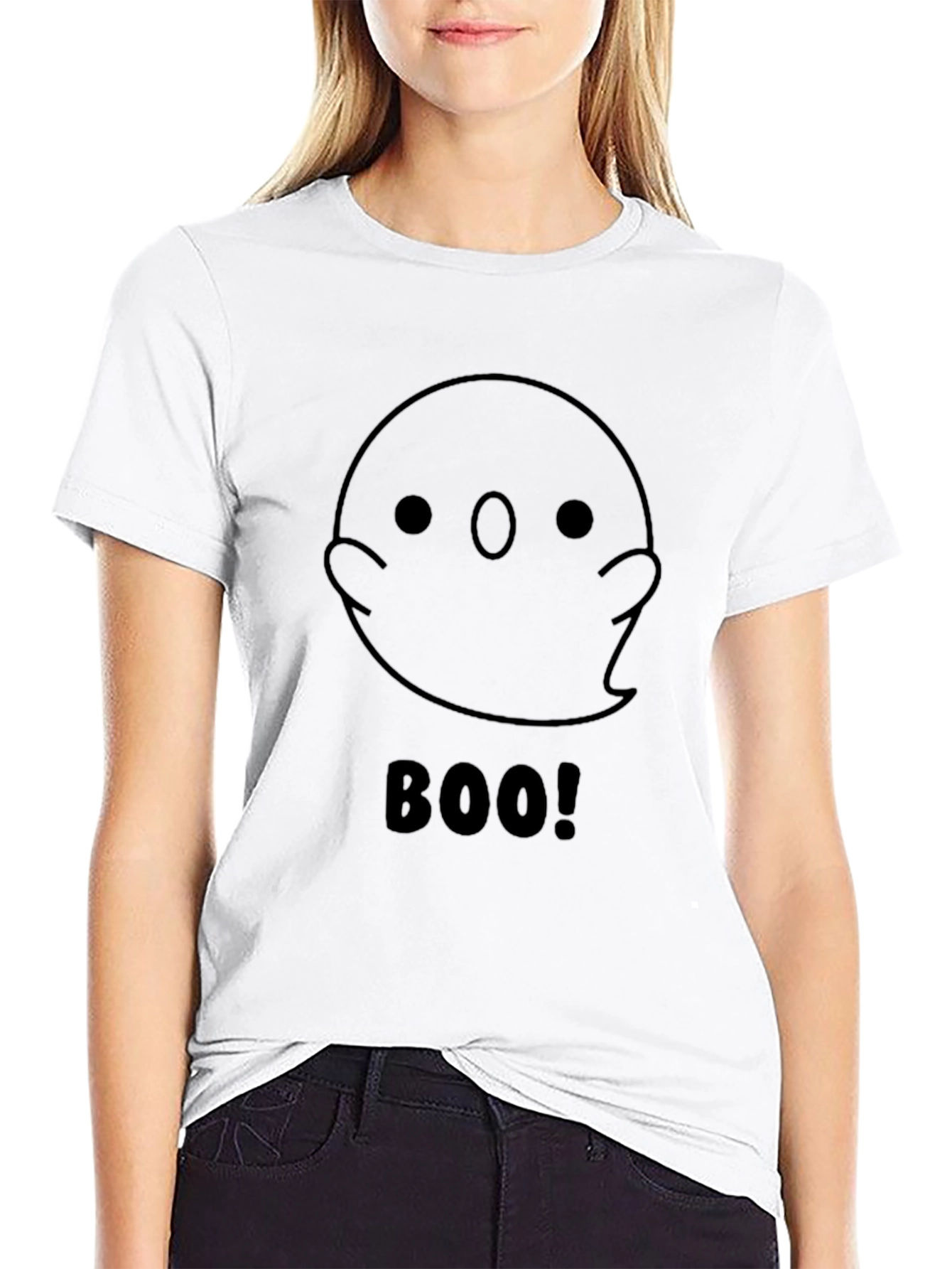 Black Boo! Ghost Graphic Black T-Shirt view 9