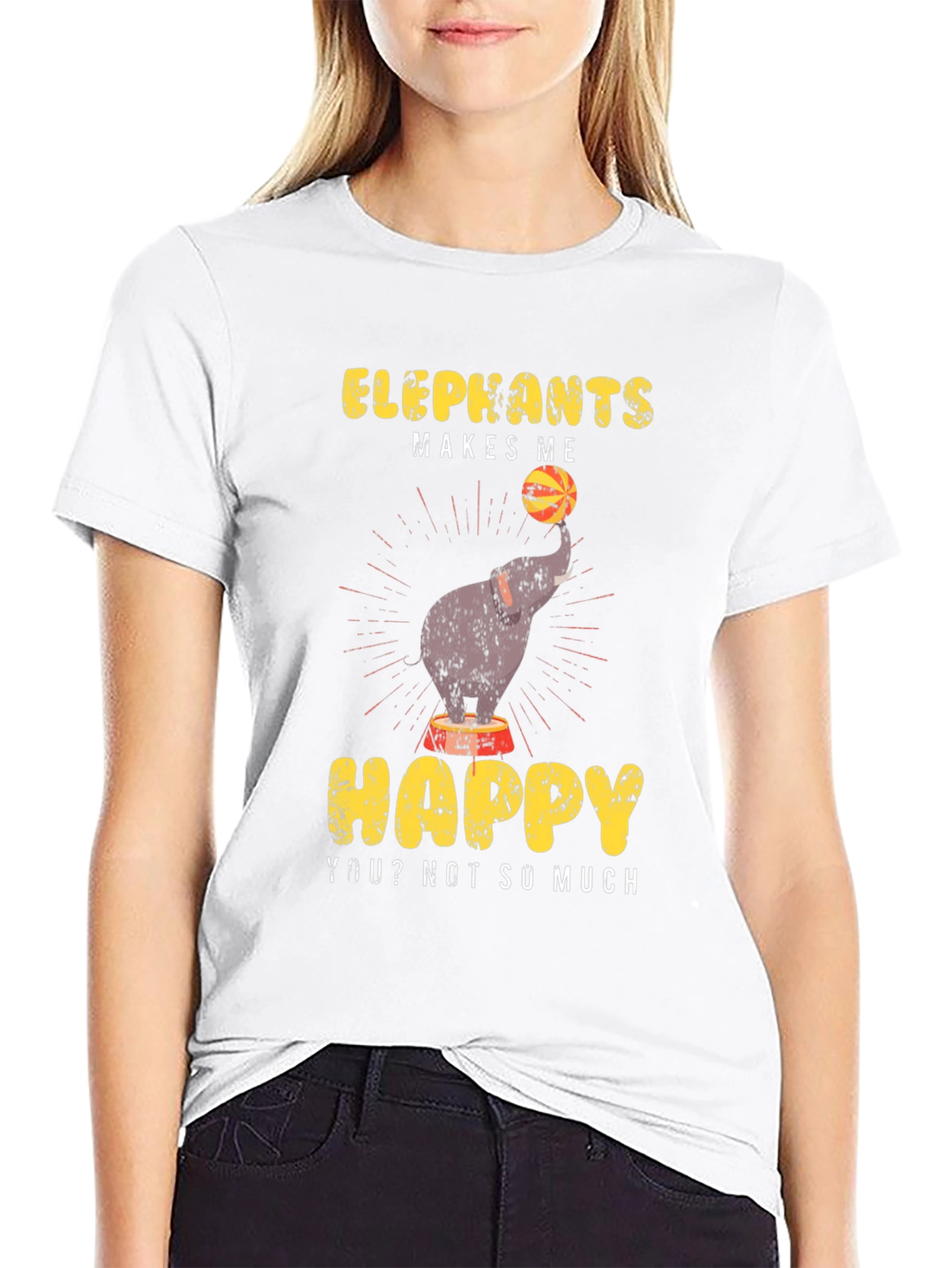 Black Elephant Makes Me Happy Graphic Tee view 9