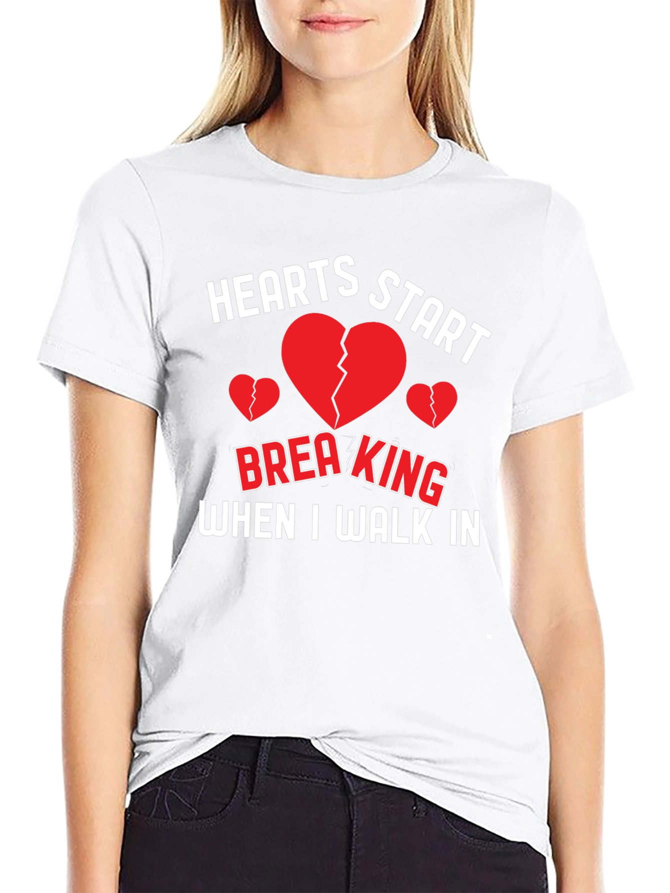 Black Hearts Start Breaking Funny Graphic Tee view 9