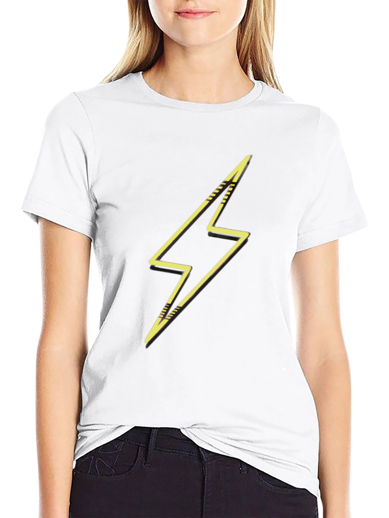 Black Lightning Bolt Graphic Black T-Shirt view 9
