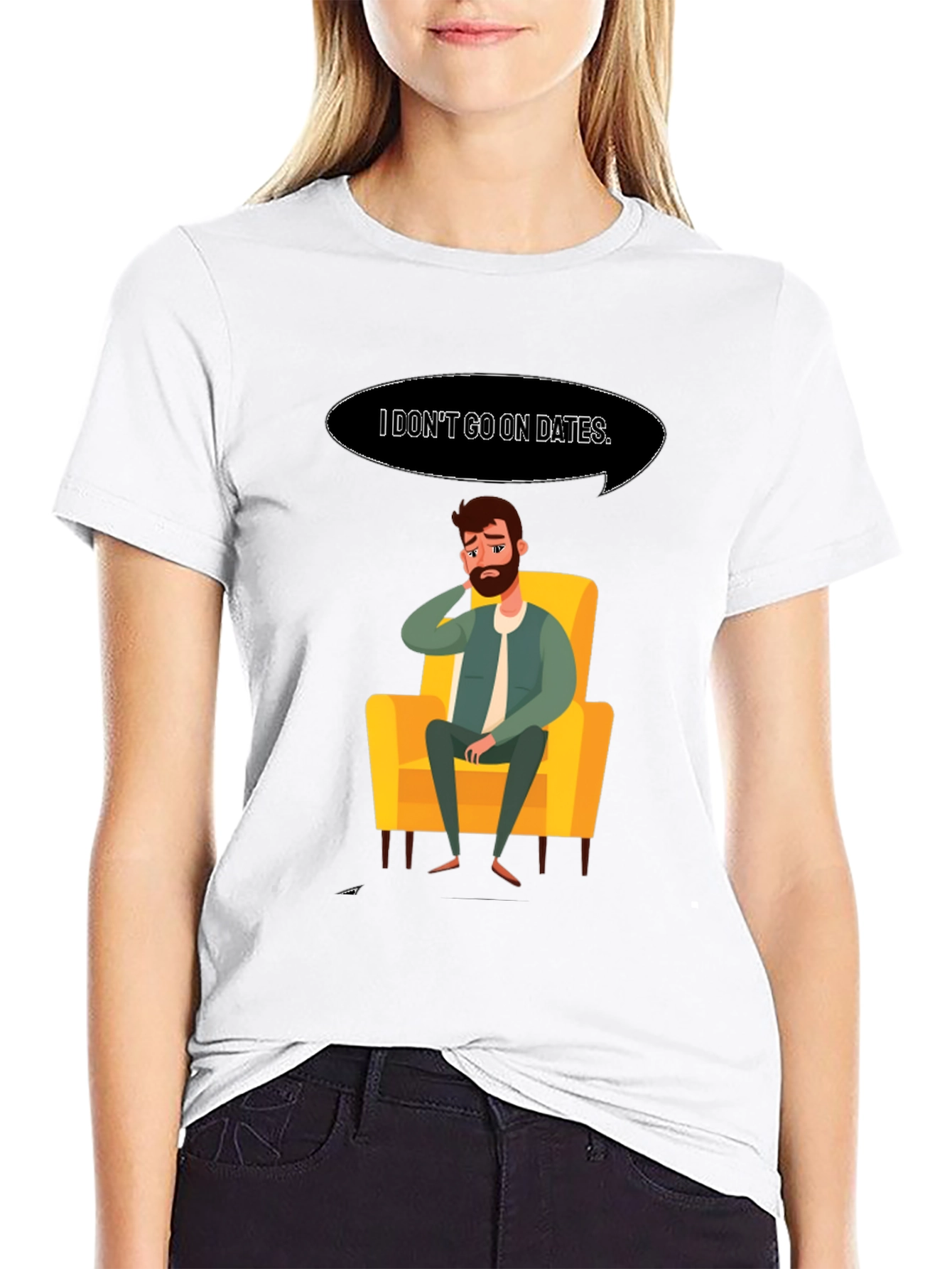 Black Men's "I Don't Go On Dates" Graphic Tee view 9