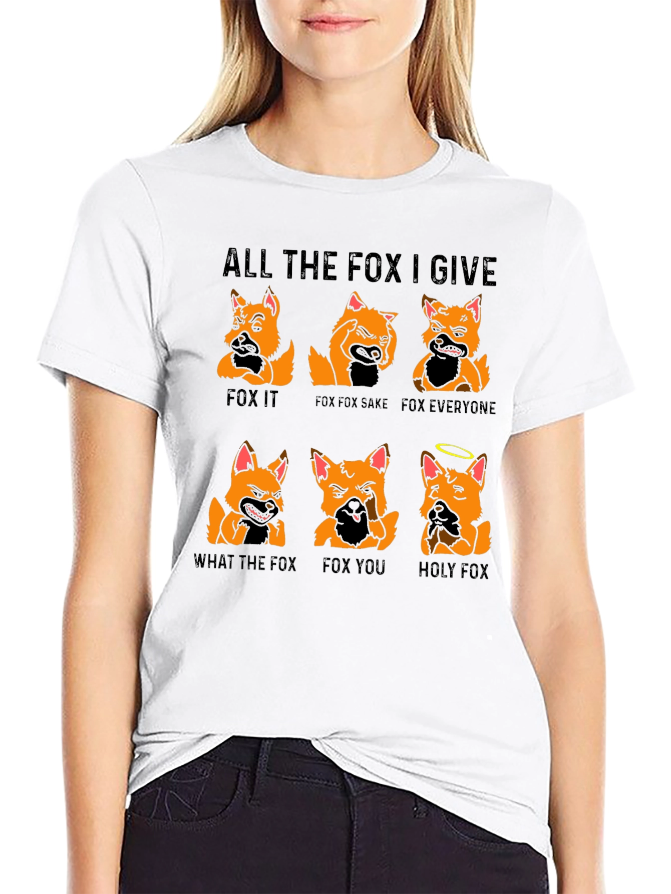 Black All the Fox I Give Graphic T-Shirt view 9