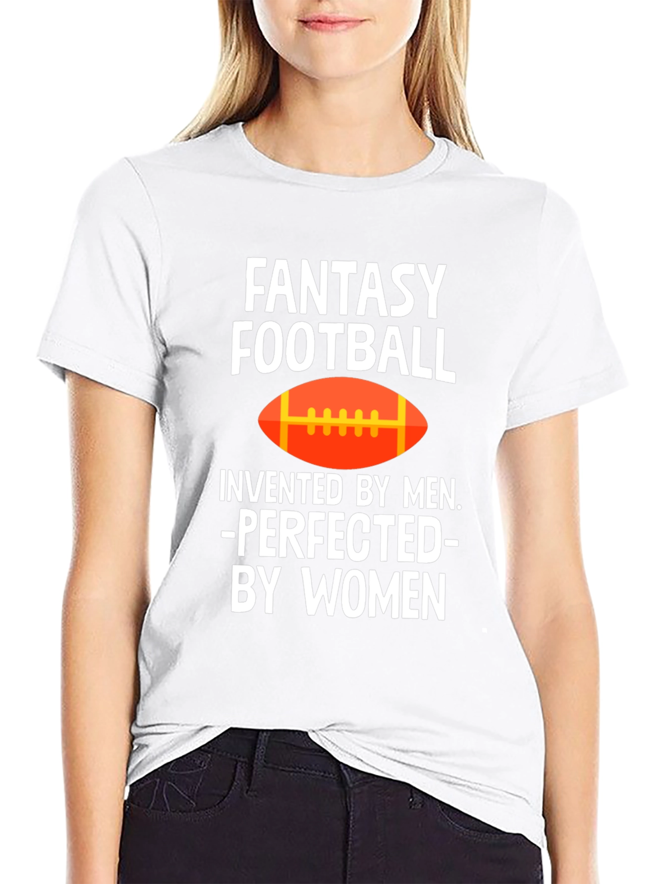 Black Fantasy Football T-Shirt - Invented by Men, Perfected by Women view 9