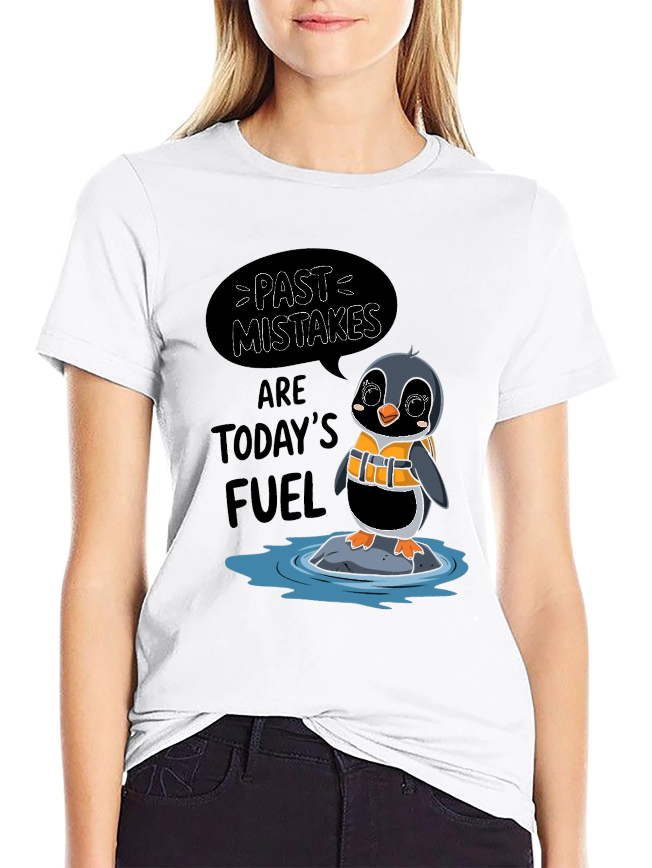 Black Past Mistakes Penguin T-Shirt view 9